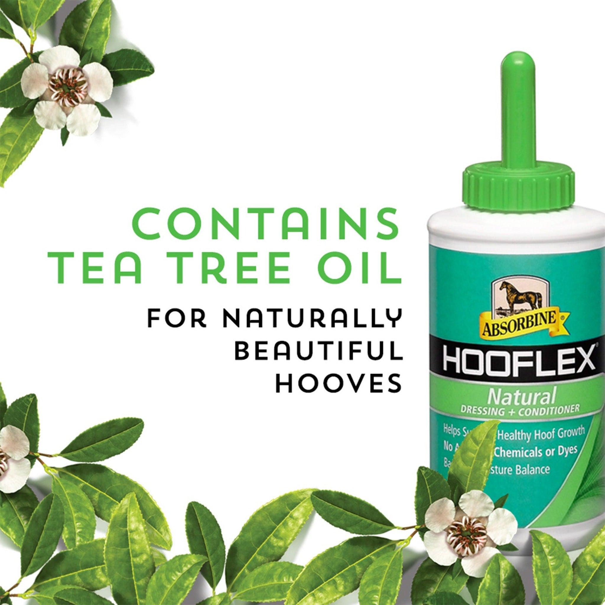 Absorbine Hooflex natural dressing and conditioner, contains tea tree oil for naturally beautiful hooves