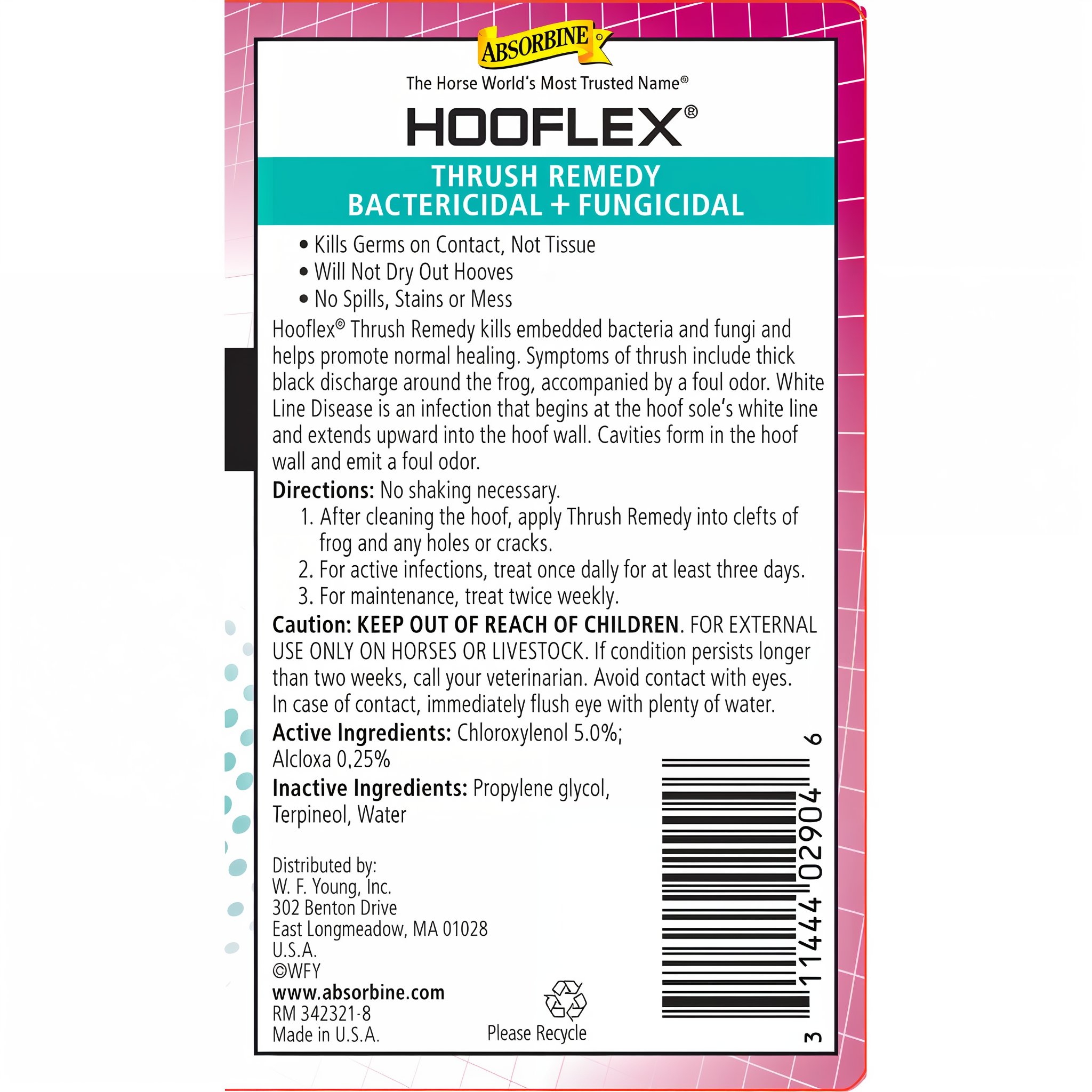 Absorbine Hooflex thrush remedy, label