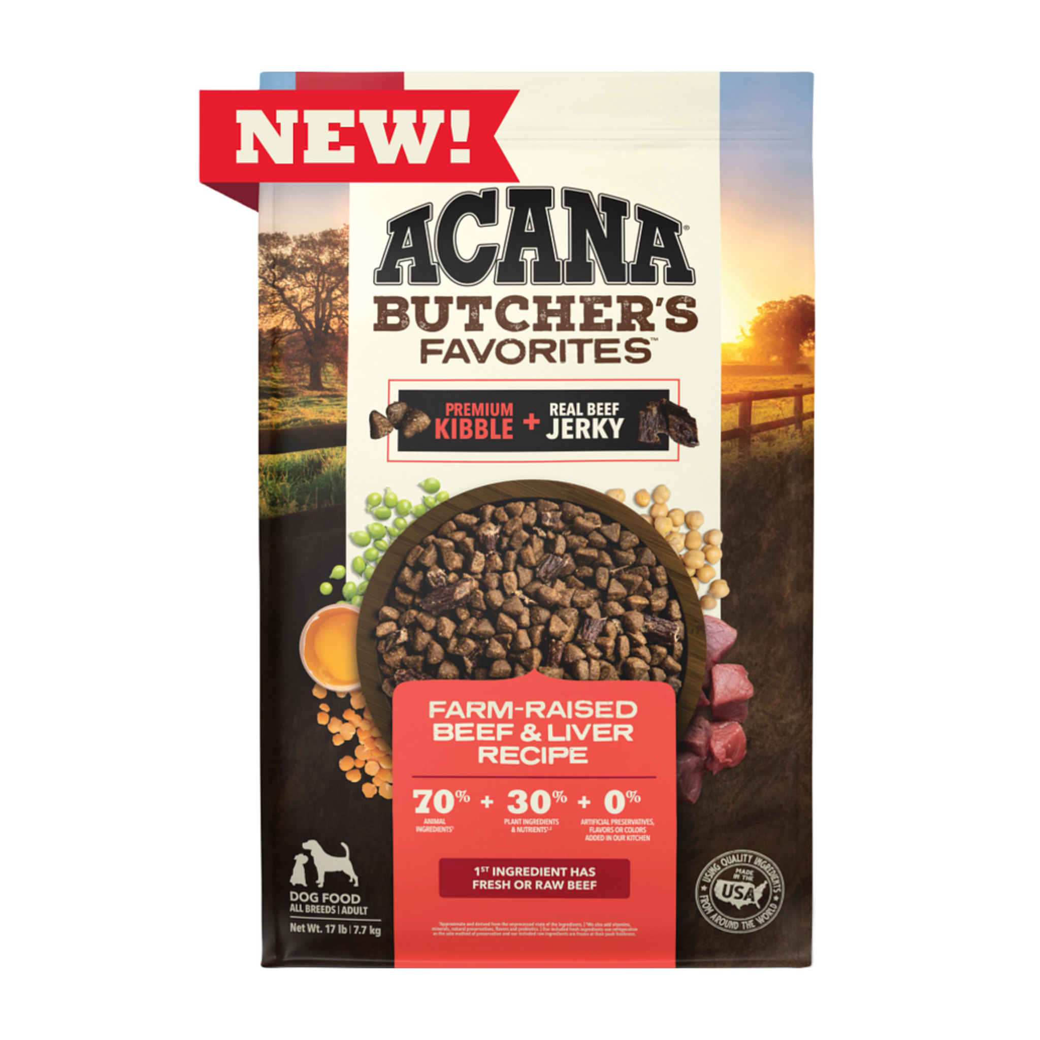 Acana Butcher's Favorites Farm-Raised Beef and Liver Recipe dry dog food 17 lb bag