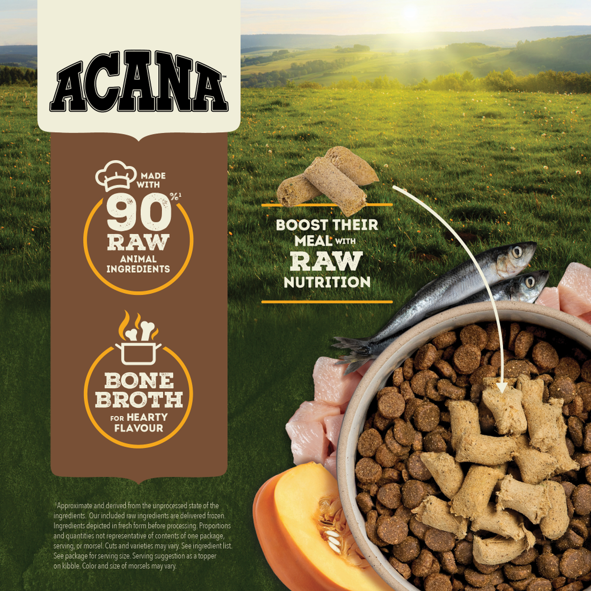 Made with 90 percent raw animal ingredients and bone broth for hearty flavor