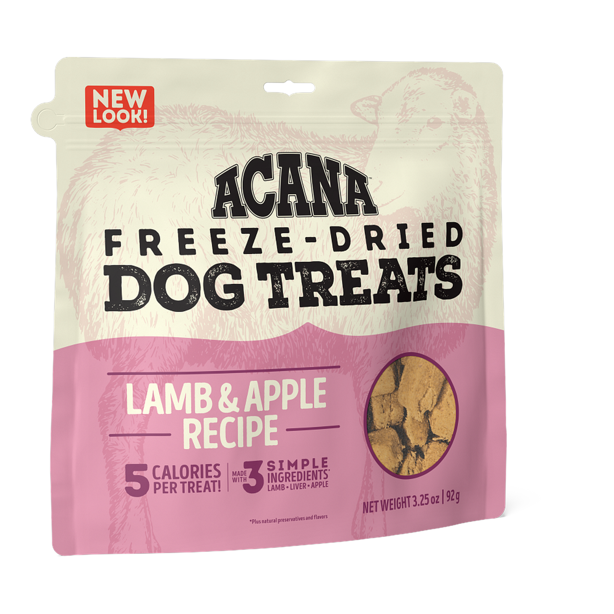 Acana Lamb & Apple Freeze-Dried Dog Treats 3.25 oz bag front #3.25 OZ