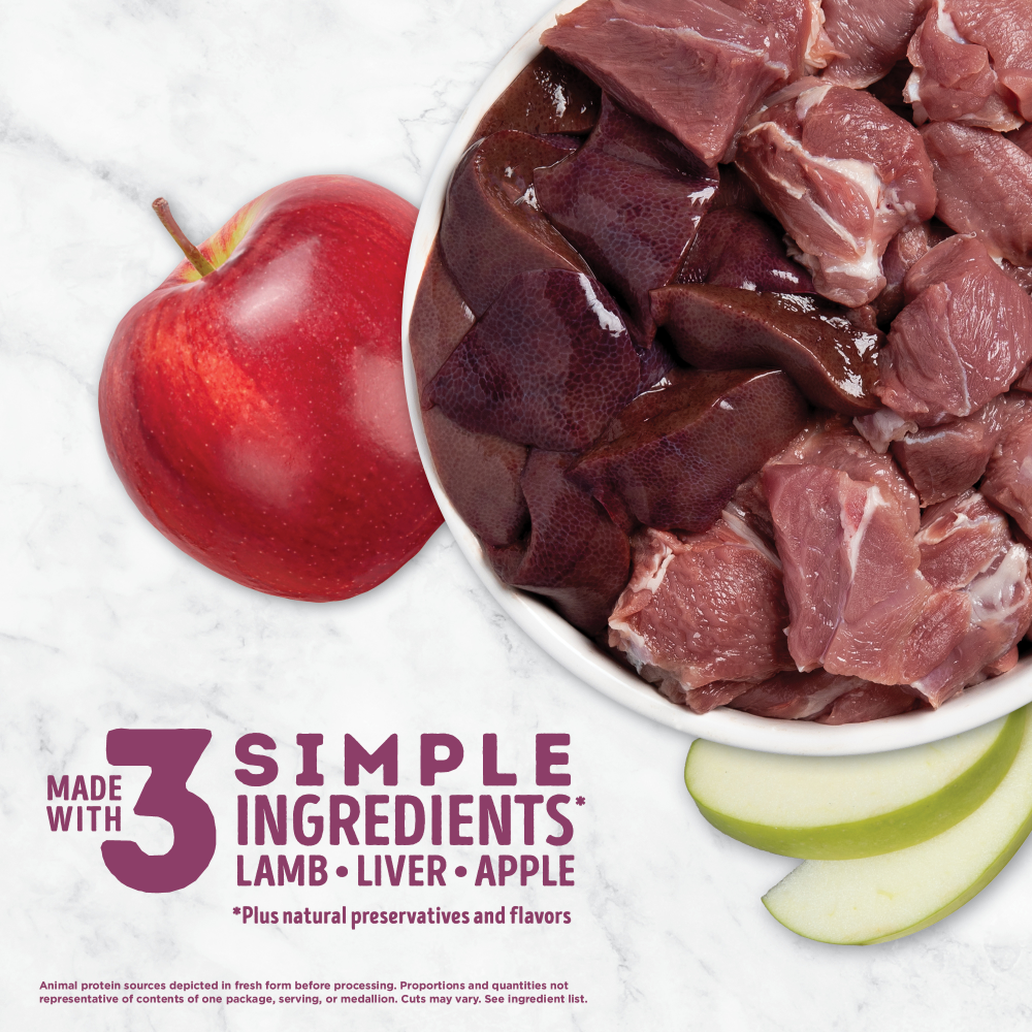 Made with 3 simple ingredients: lamb, liver, and apple