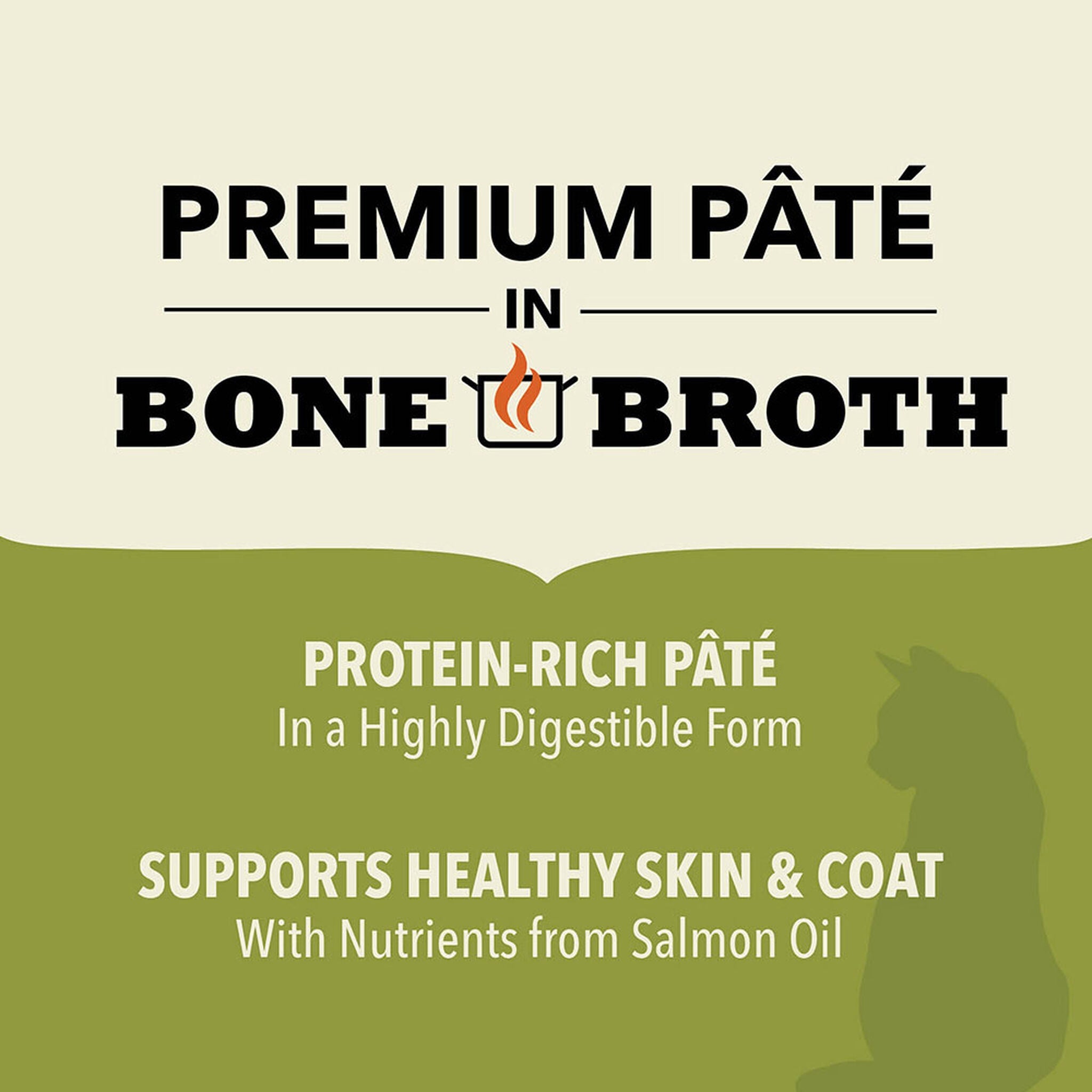ACANA Premium Pâté in Bone Broth benefits: protein-rich pâté in a highly digestible form that supports healthy skin and coat with nutrients from salmon oil