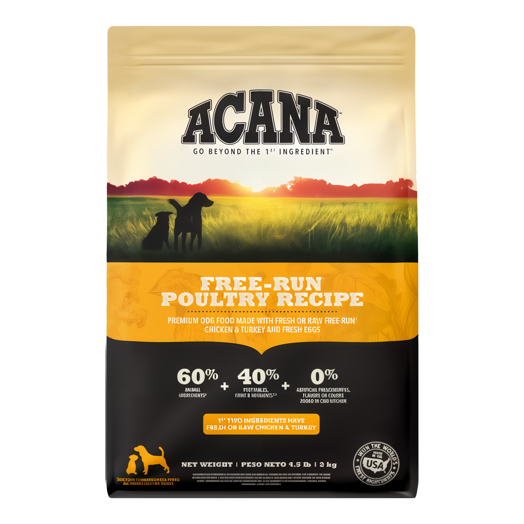 Acana Heritage Free-Run Poultry formula, 4.5 lb bag of dog food. #4.5 lb