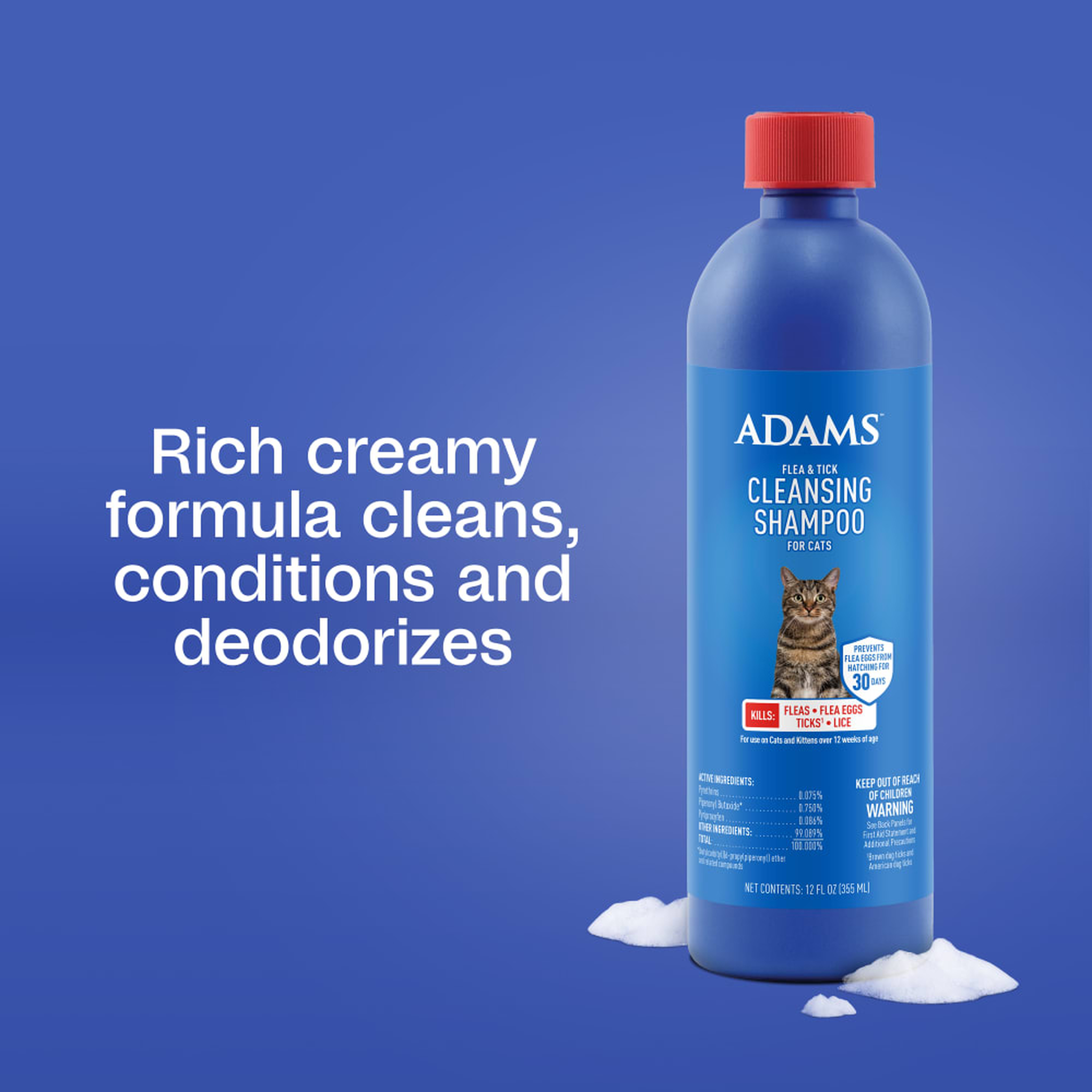 Rich creamy formula cleans, conditions and deodorizes your cat's coat
