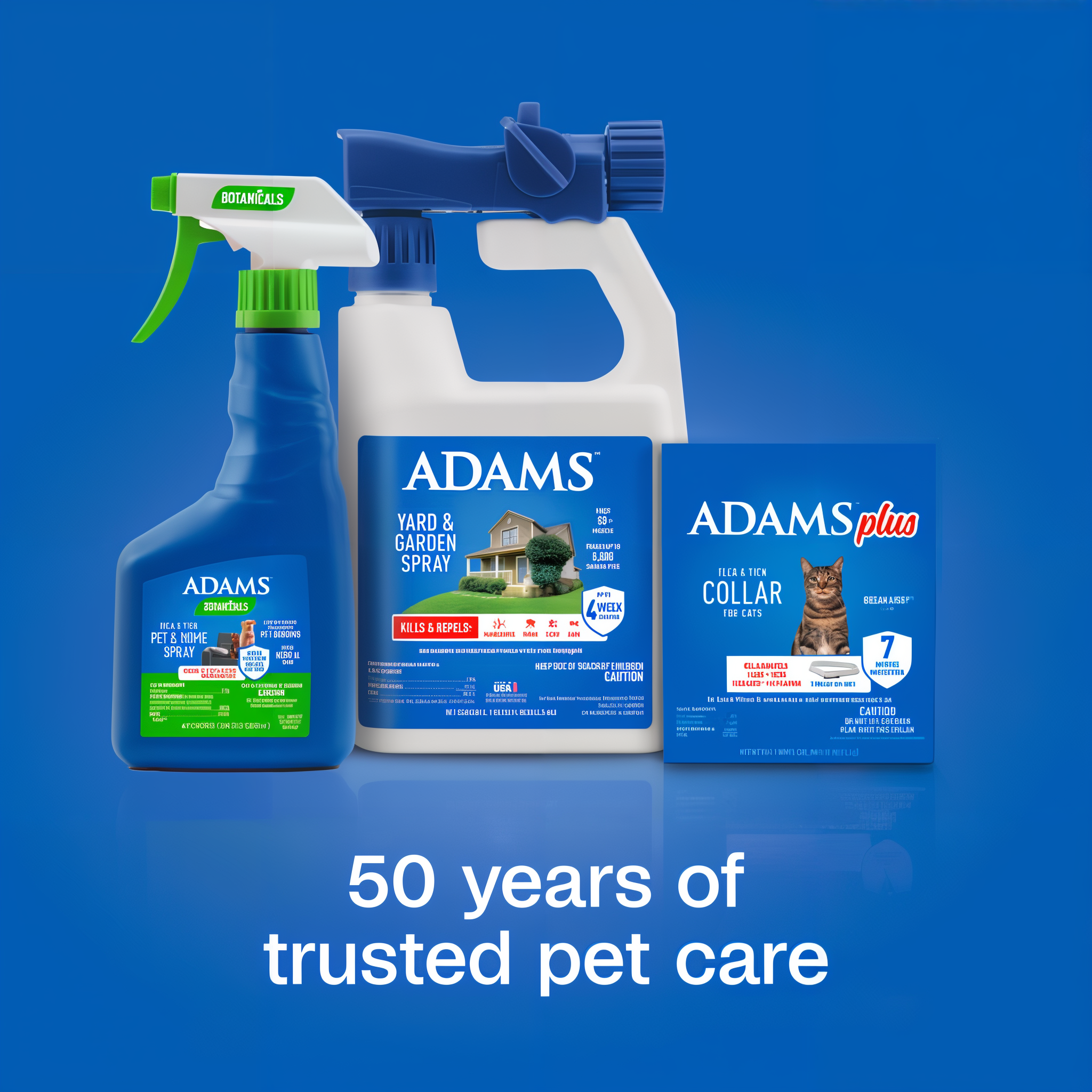 Adams 50 years of trusted pet care product family