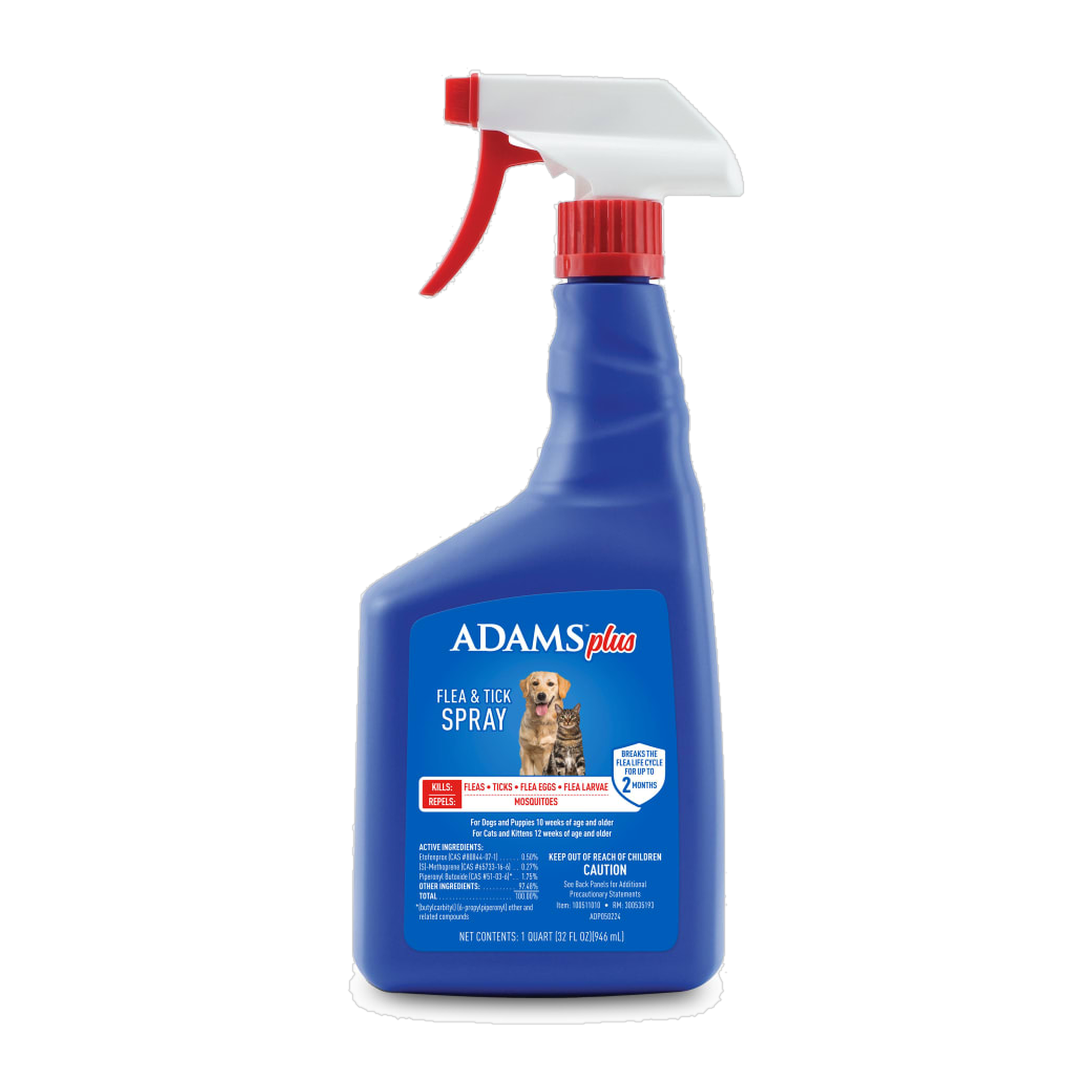 Adams Plus Flea & Tick Spray 1 quart trigger bottle front #1 QT