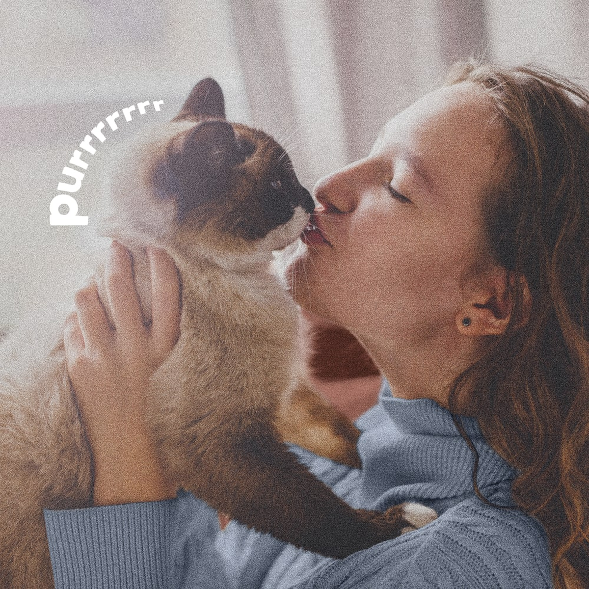 Woman kissing her cat after flea treatment