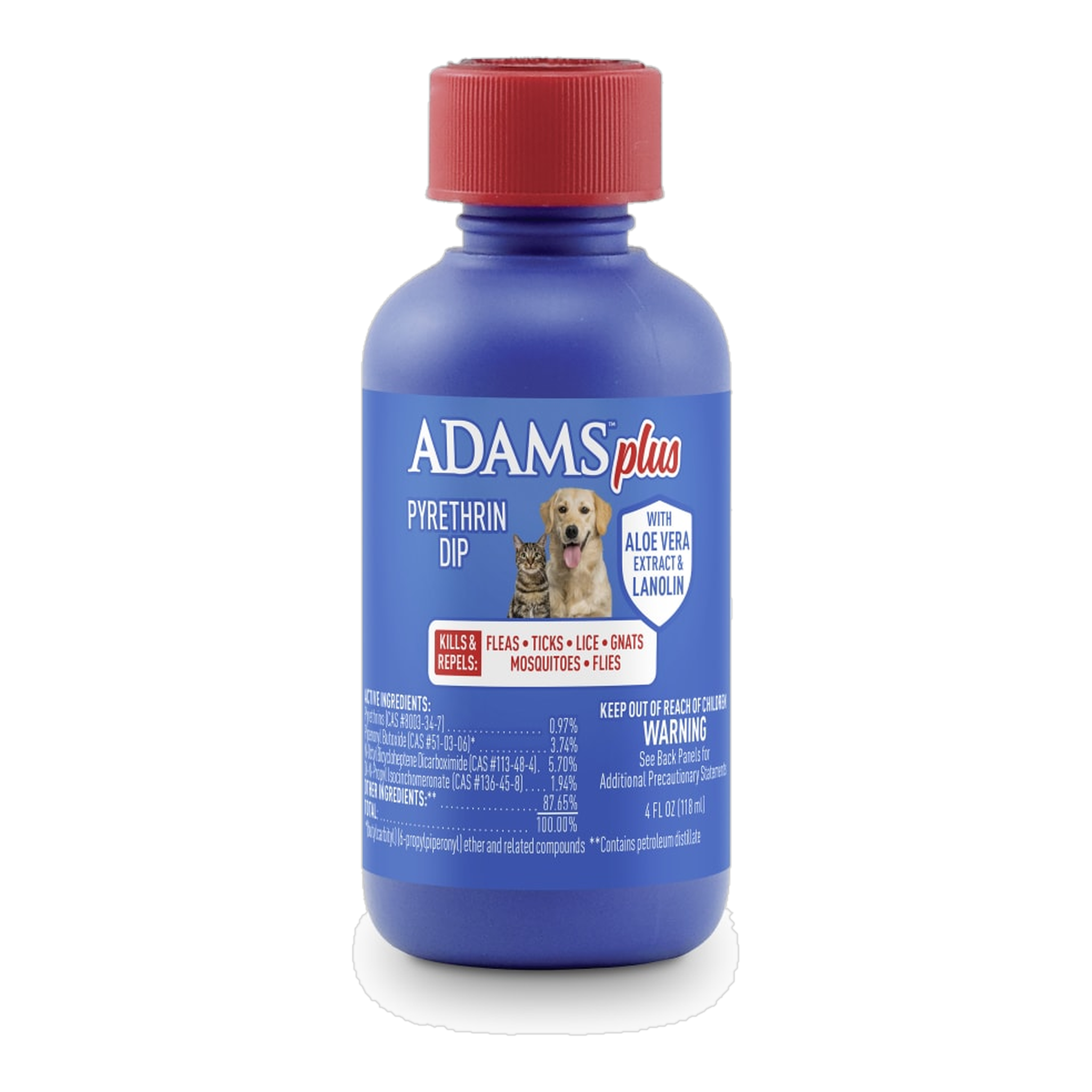 Adams Plus Pyrethrin Dip 4 fl oz bottle front label