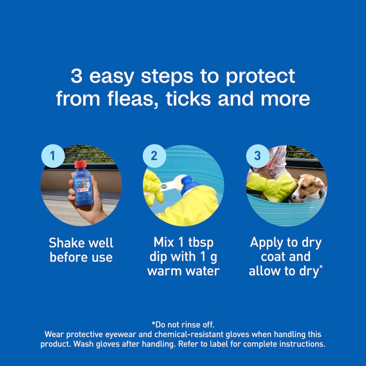 Three easy steps: shake well, mix with warm water, apply to a dry coat and allow to dry