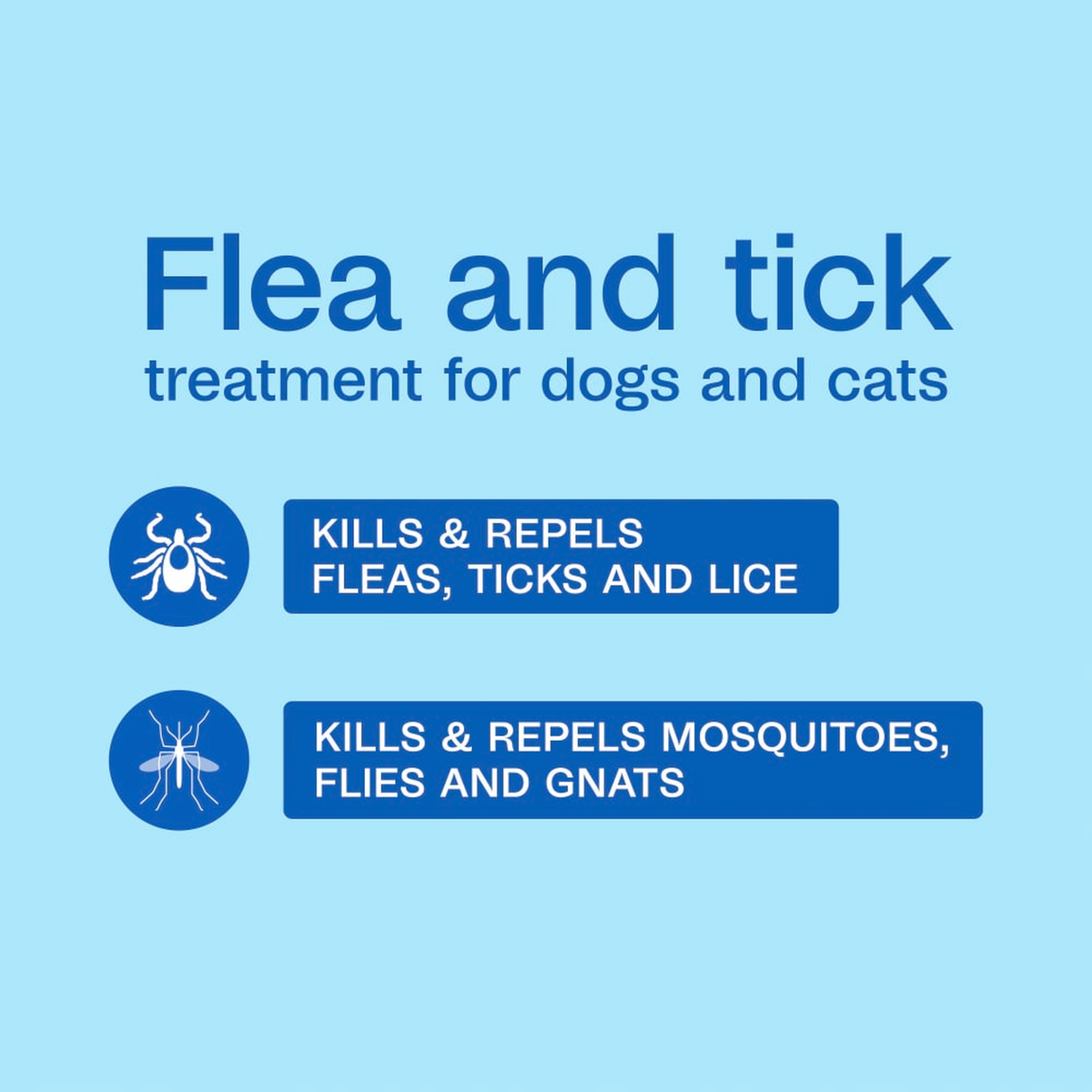 Flea and tick dip for dogs and cats kills and repels fleas, ticks, lice, mosquitoes, flies and gnats