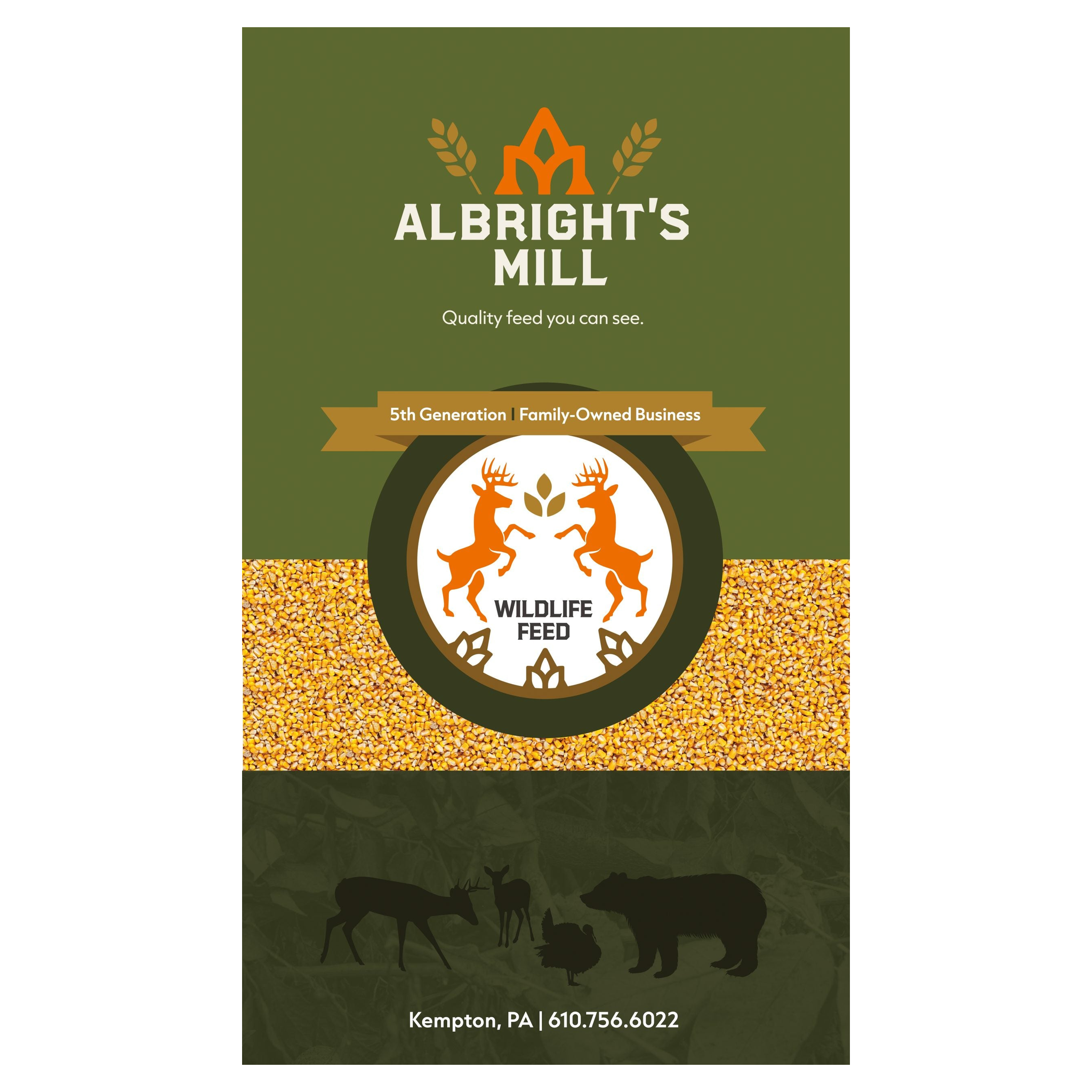 Albright's Mill Candy Apple Molasses Deer Corn 50 lb wildlife feed bag #50 LB