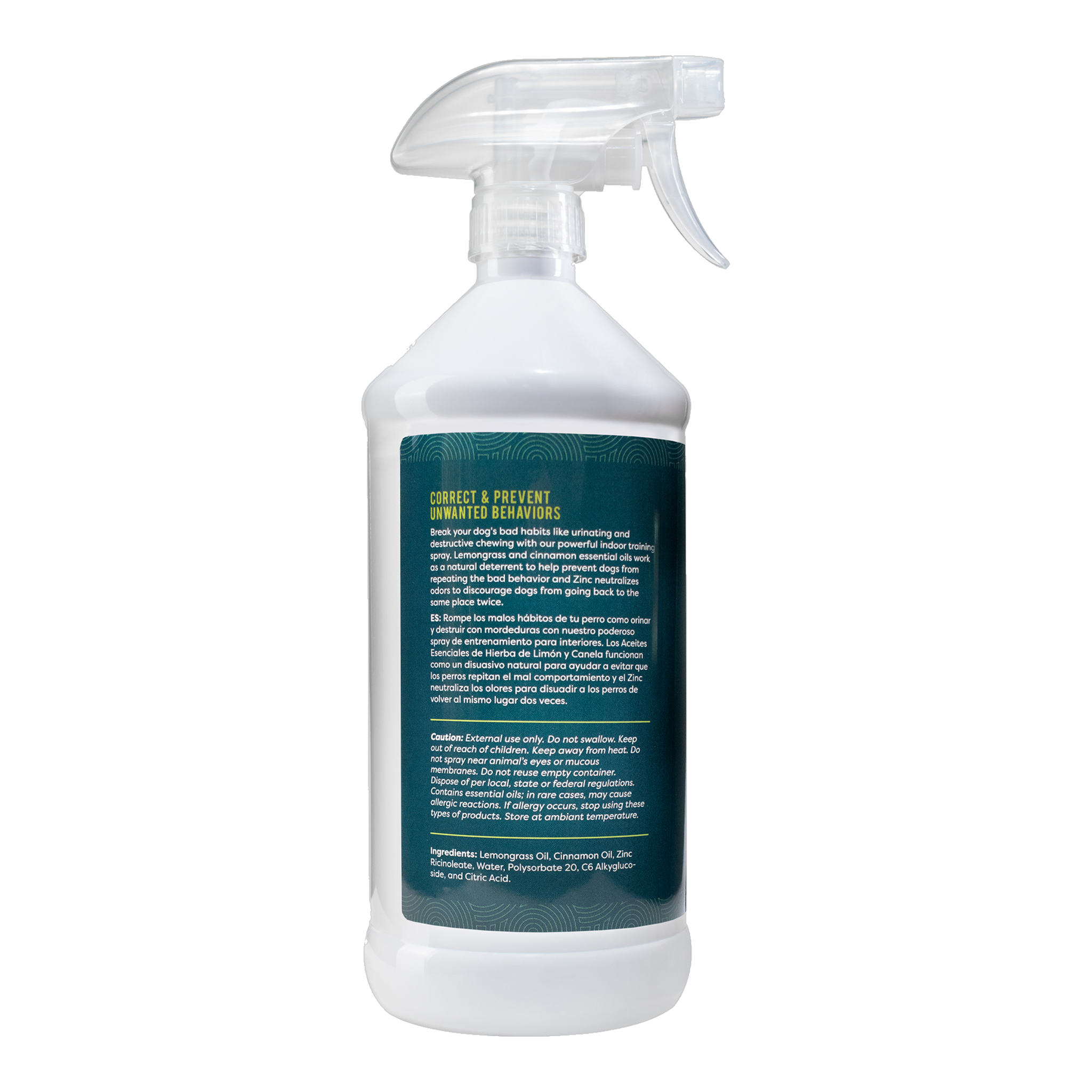 Alzoo Indoor Training Spray back label with ingredients