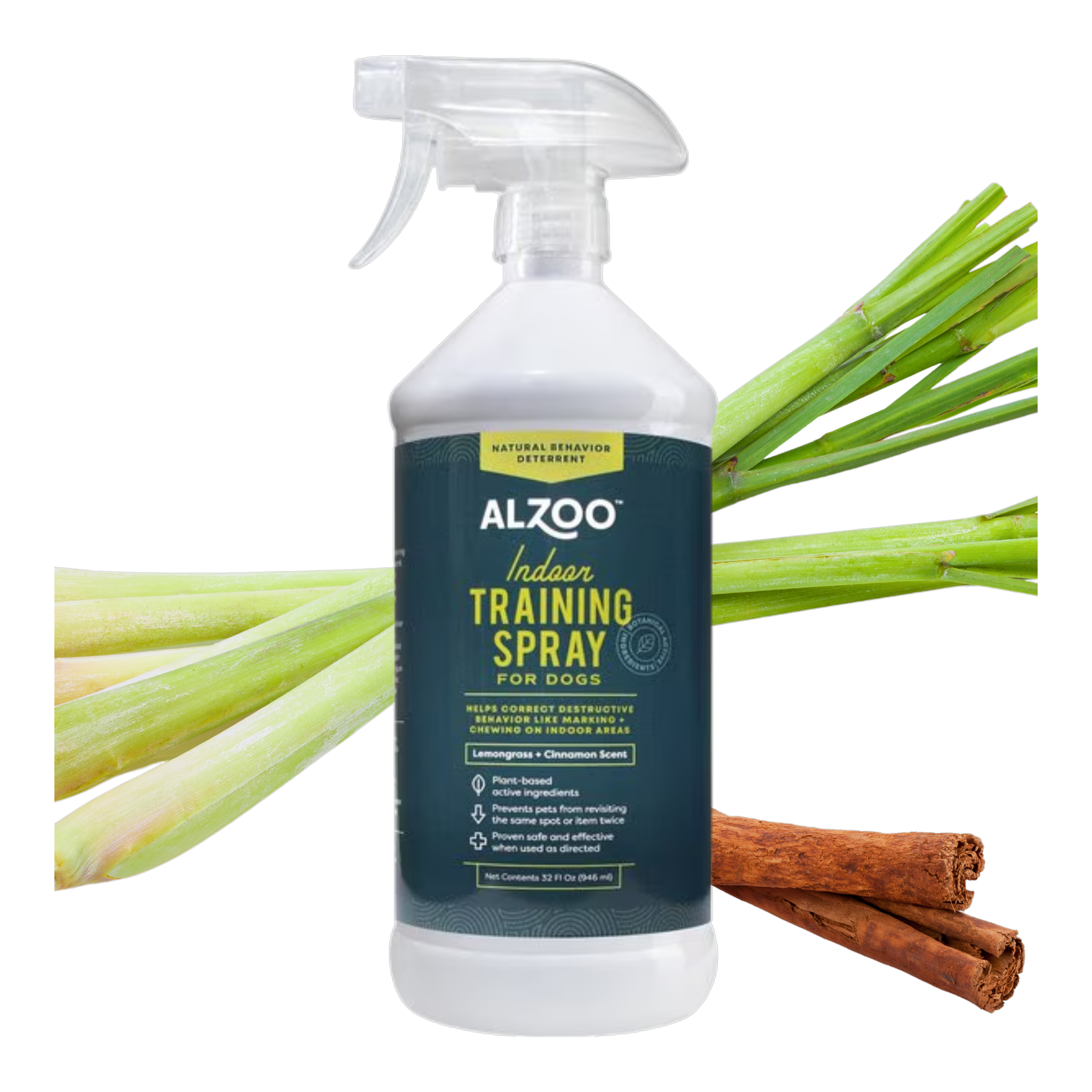 Alzoo Indoor Training Spray for Dogs 32 FL OZ with lemongrass and cinnamon
