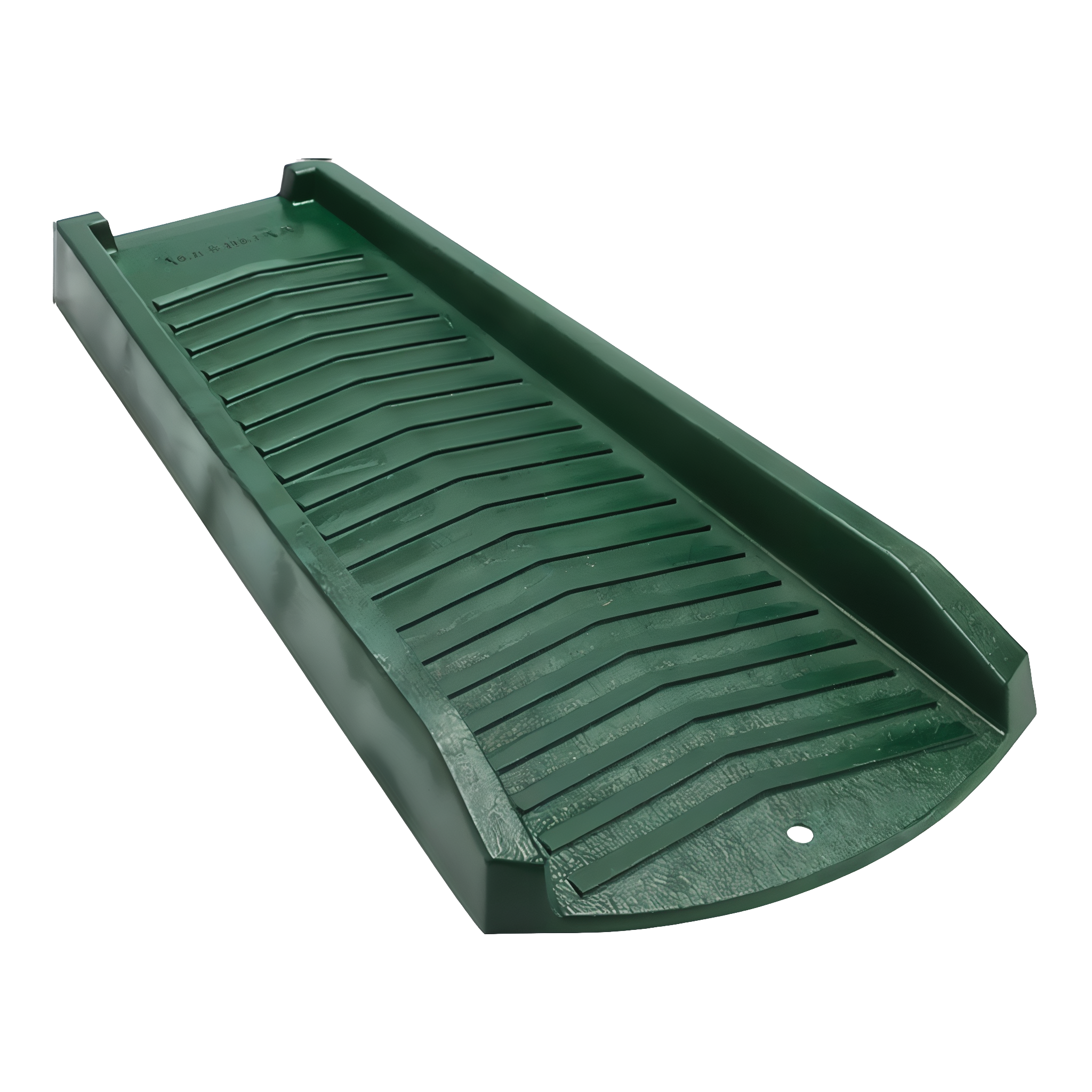 Amerimax green vinyl splash block, a 24-inch ribbed downspout splash block that channels rainwater away from the foundation to prevent erosion