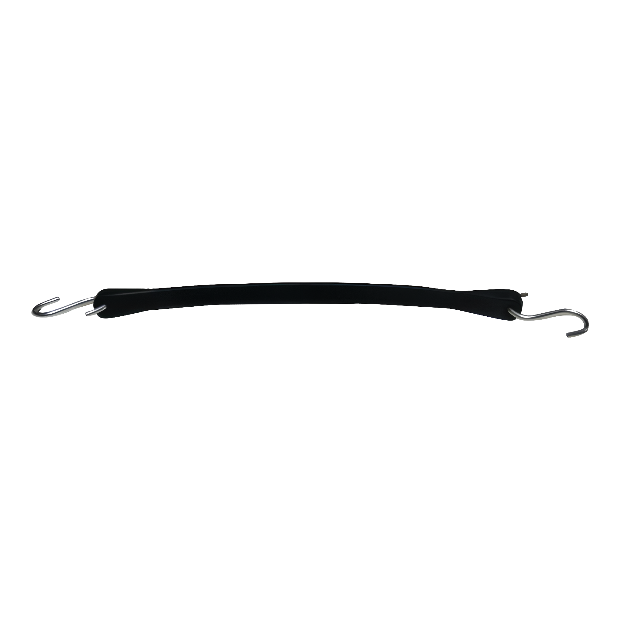 Ancra Cargo EPDM 15 inch tarp tie, black molded rubber strap with two zinc-coated steel hooks