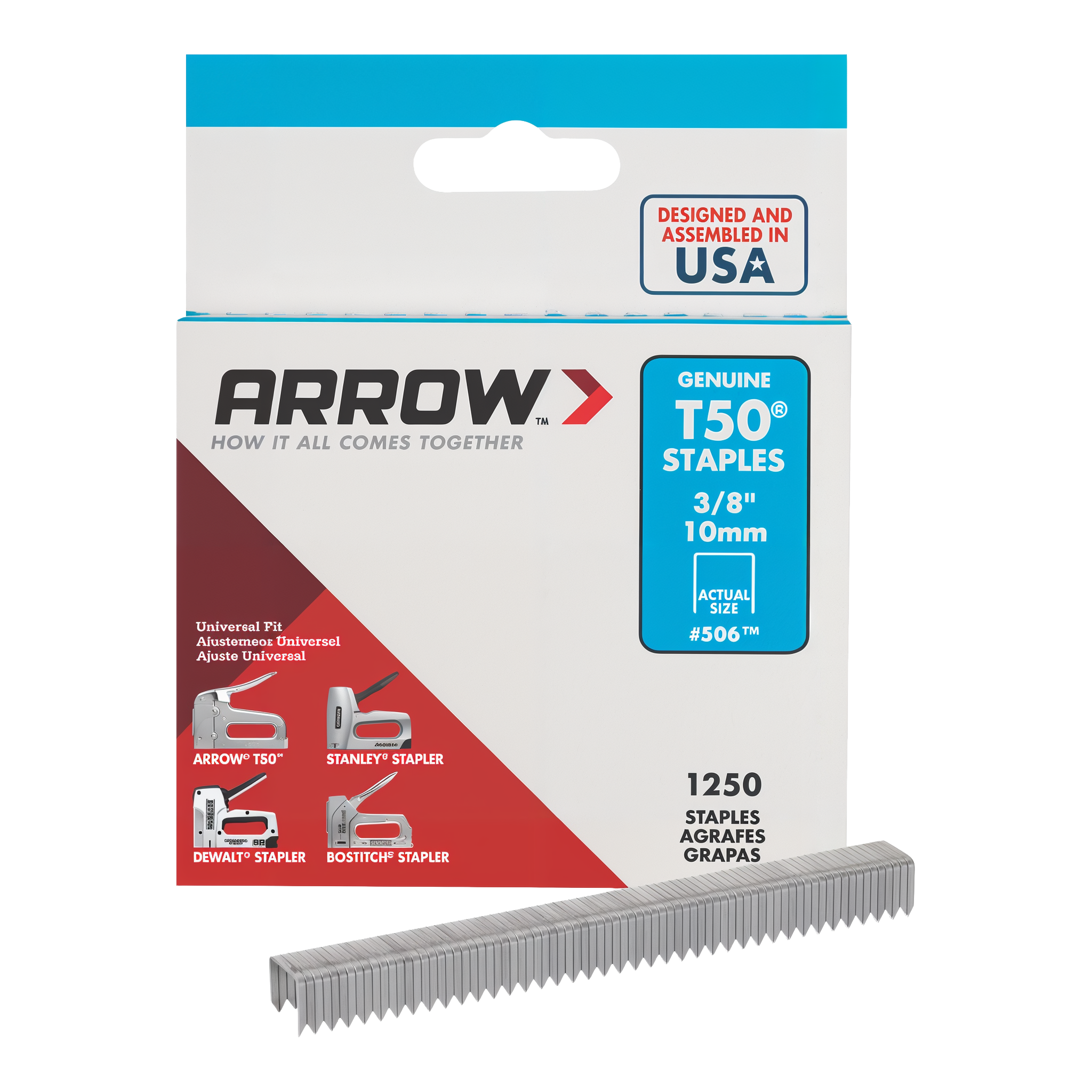 Arrow T50 Heavy Duty 3/8 inch staples for general-purpose stapling, insulation board, and kraft-faced batt #3/8"