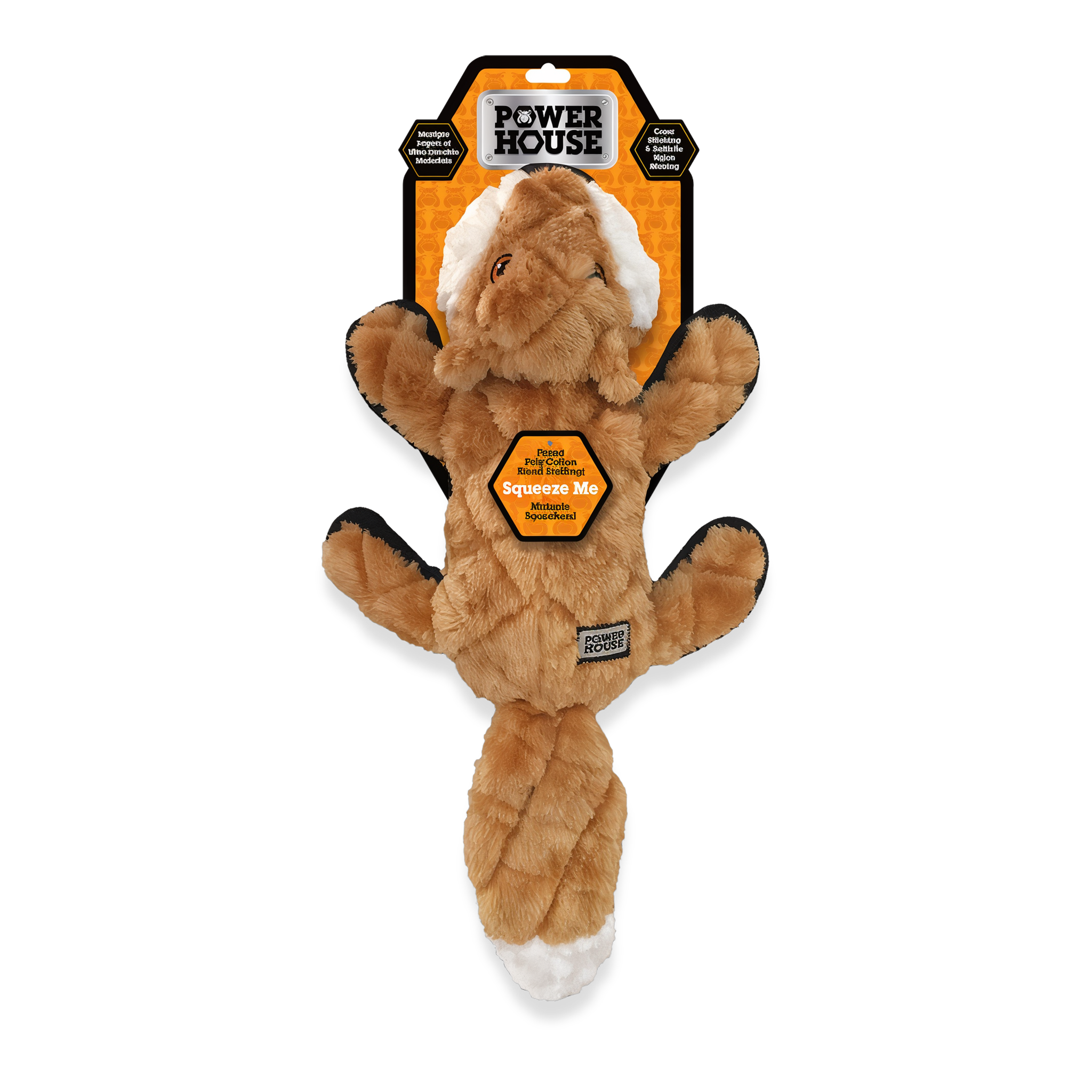Power House large fox plush dog toy