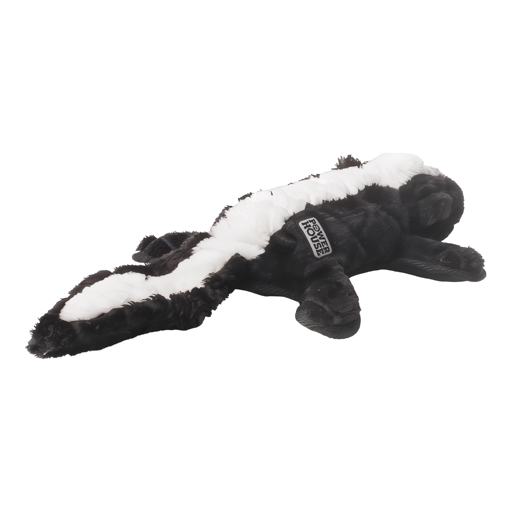 Mini skunk plush toy showing ballistic backing