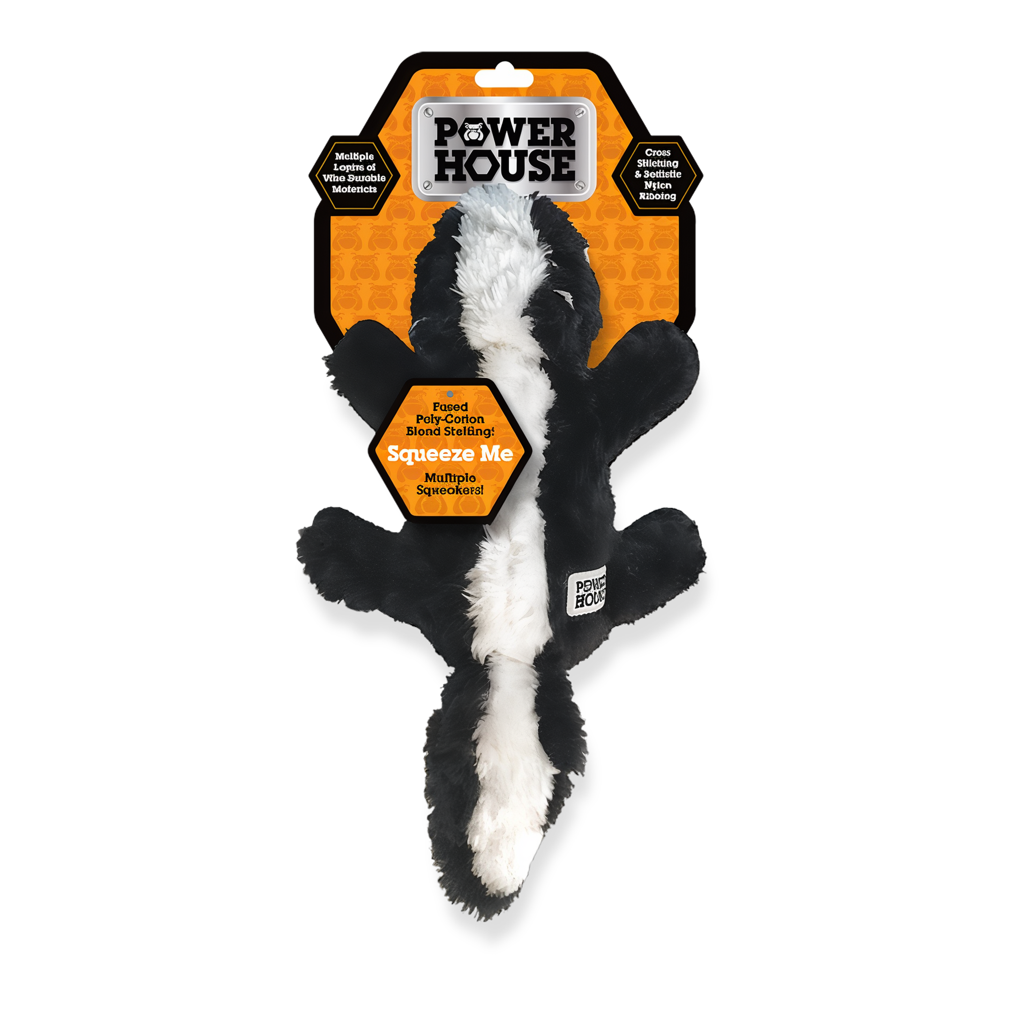 Power House mini skunk plush dog toy