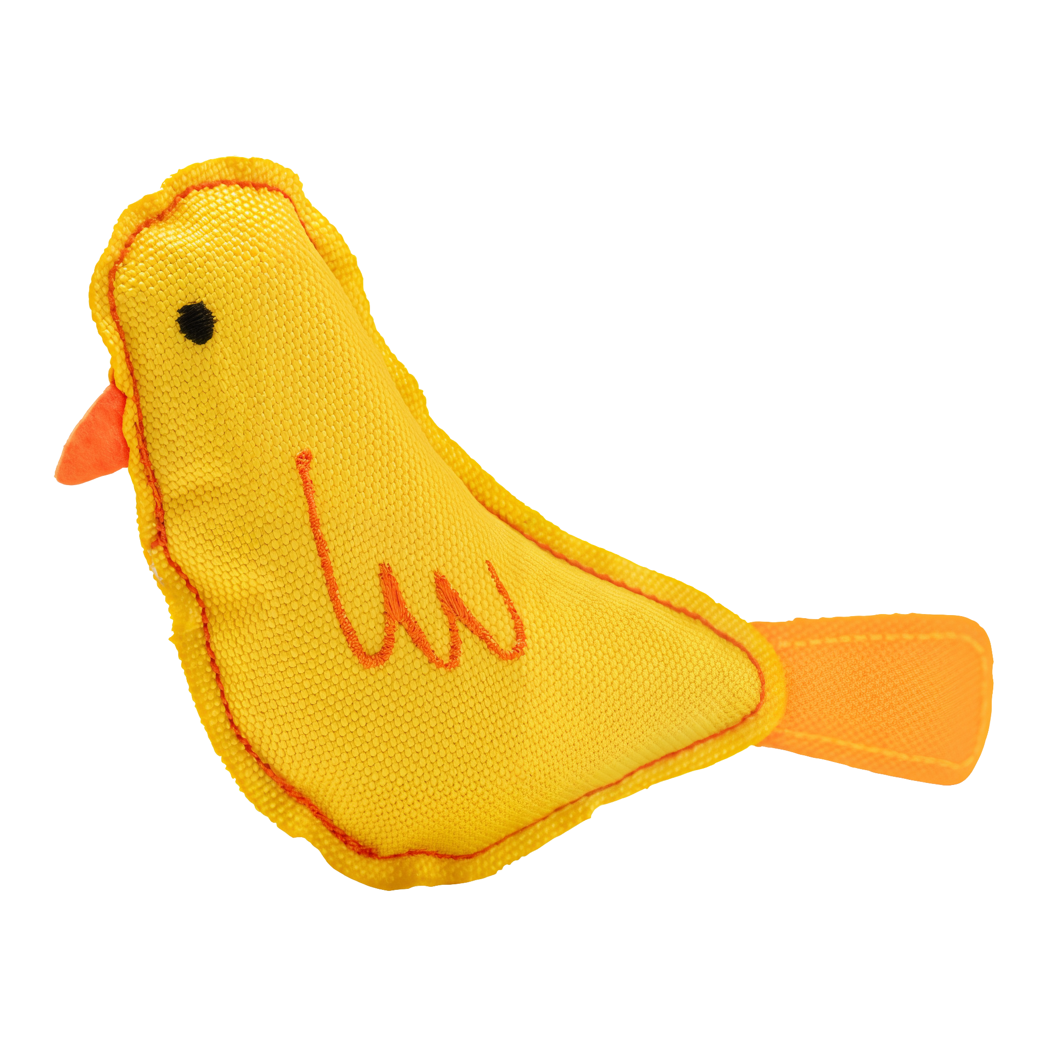 Beco recycled plastic catnip budgie cat toy in yellow with orange tail #Per Unit