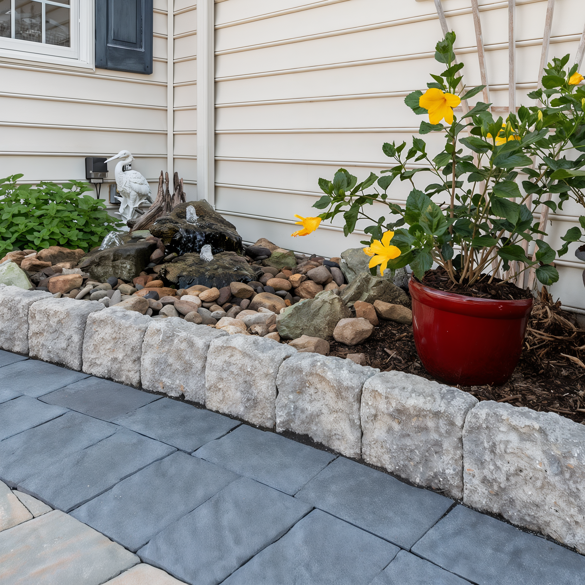 Belgard Curbstone edging a curved paver path through a garden