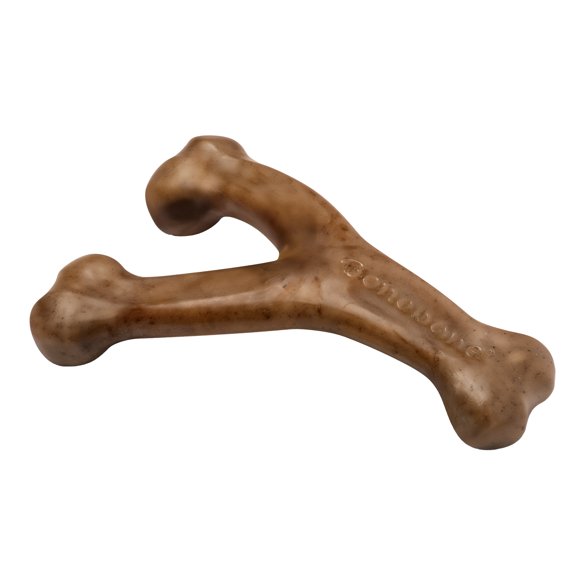 Benebone Wishbone durable dog chew toy, medium bacon