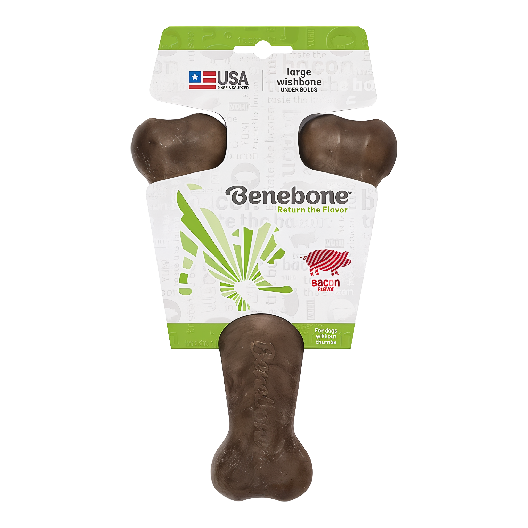 Benebone Real Bacon Durable Wishbone Dog Chew Toy, Jumbo size #Jumbo