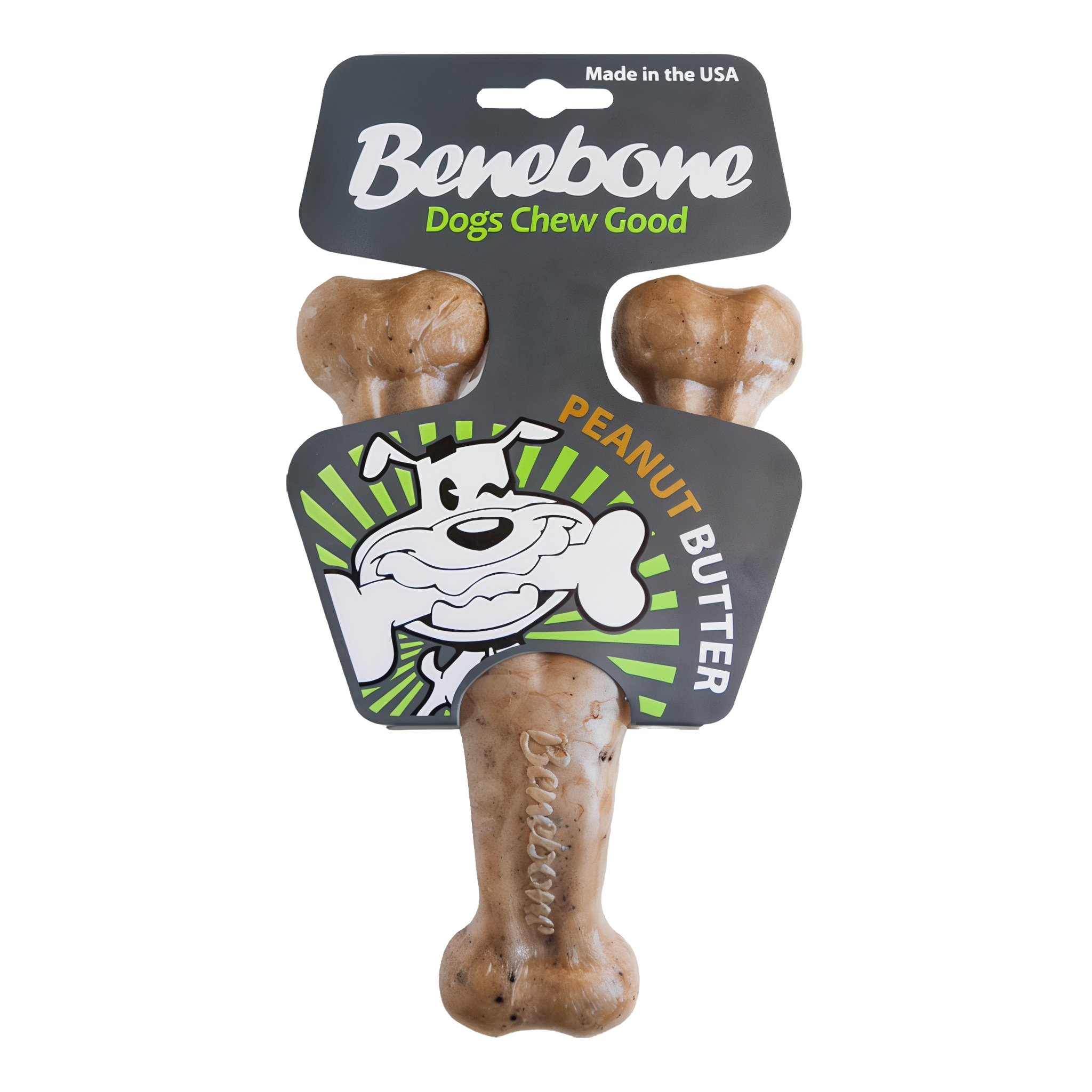 Benebone Real Peanut Durable Wishbone Dog Chew Toy - Medium size. #Peanut Butter#Medium