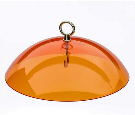 Birds Choice Color Pop Collection protective dome cover for hanging bird feeders, orange.