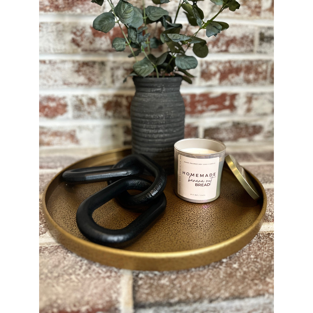 Black Bow Candle Co. Homemade Banana Nut Bread 17 oz 3-Wick Soy Candle -- lifestyle styled scene