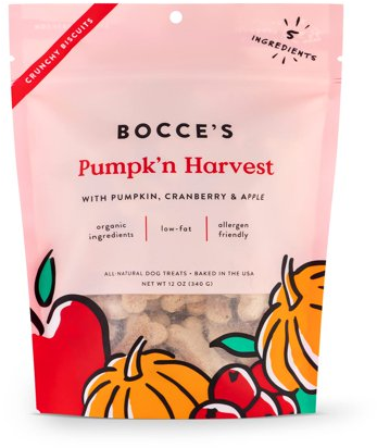 Bocce's Bakery All-Natural Small Batch Organic Dog Treats Pumpk'n Harvest Biscuits