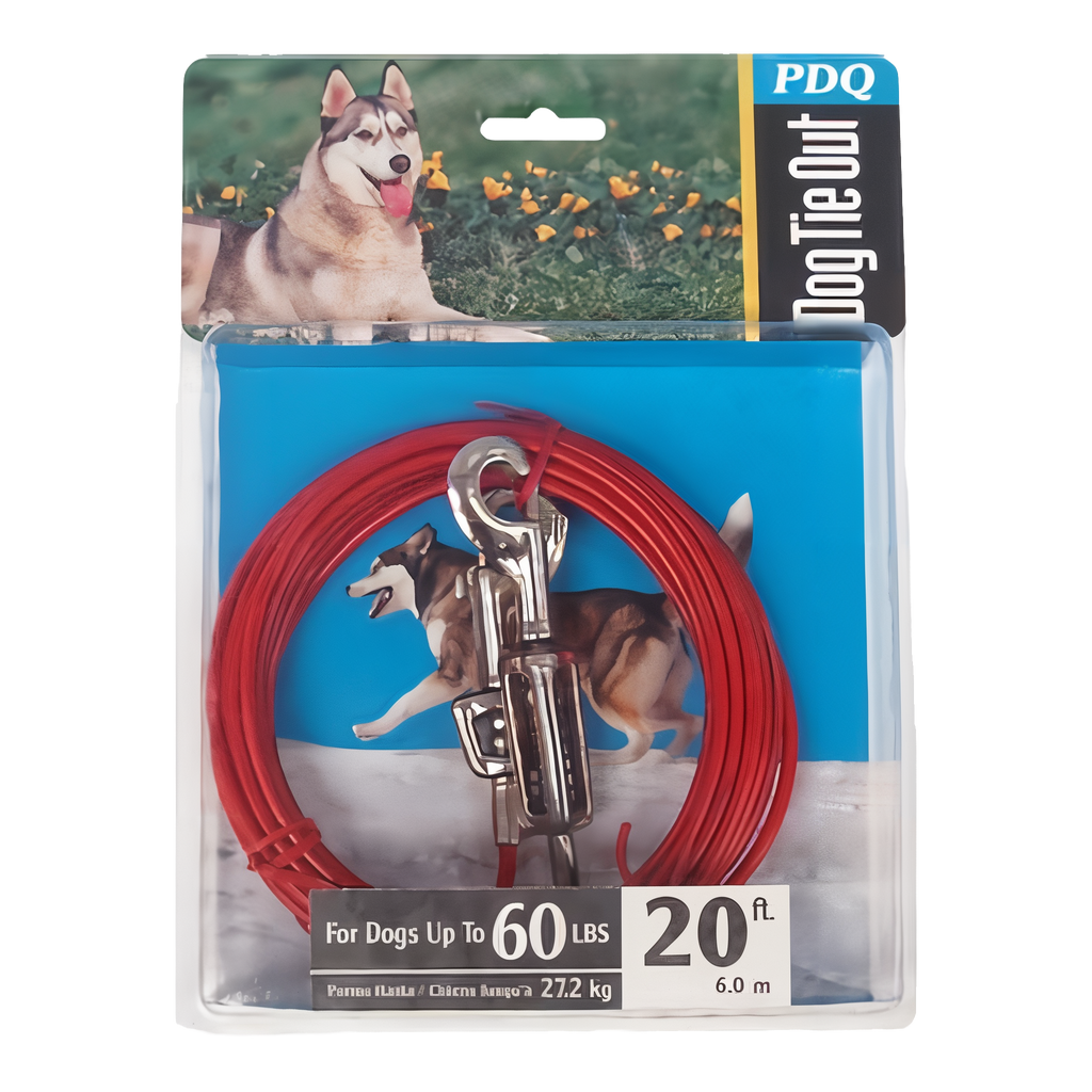 Boss Pet PDQ Red Vinyl Coated Cable Dog Tie Out