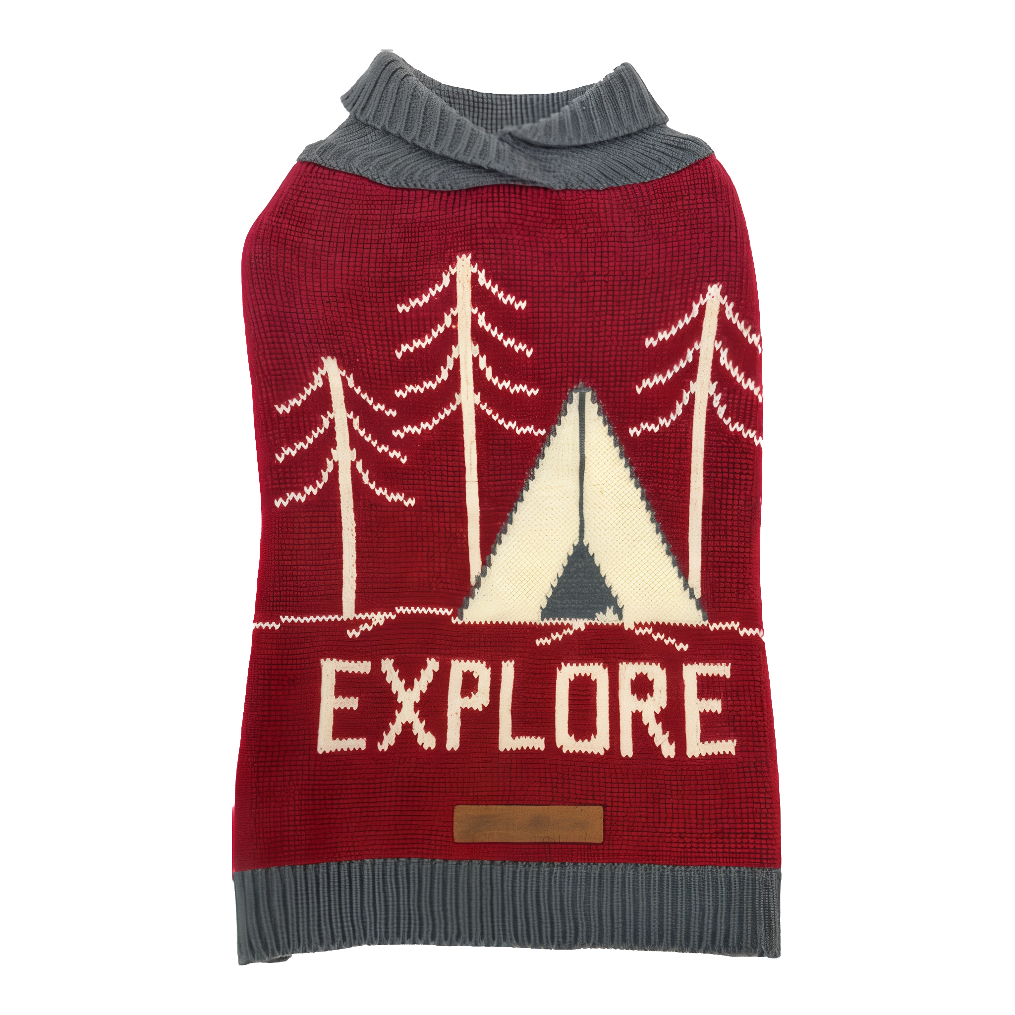 Eddie Bauer Explore Camping Sweater for dogs, size extra small, red color. #XS#Eddie Bauer Explore Camping Sweater Red