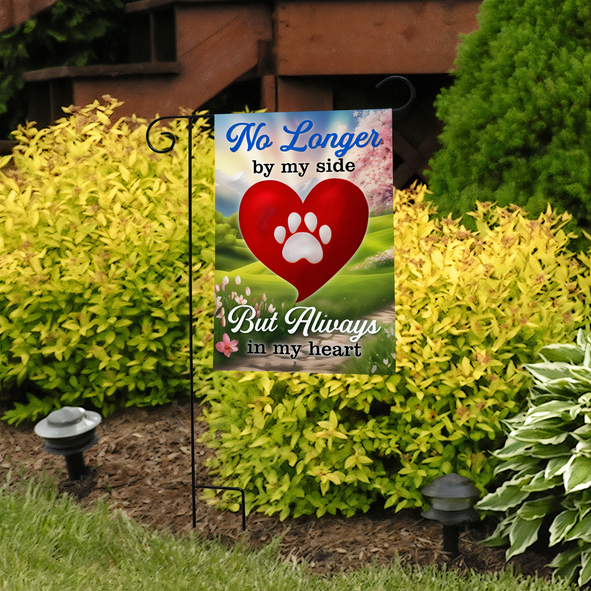 Briarwood Lane Always in My Heart Pet Bereavement Garden Flag -- detail view