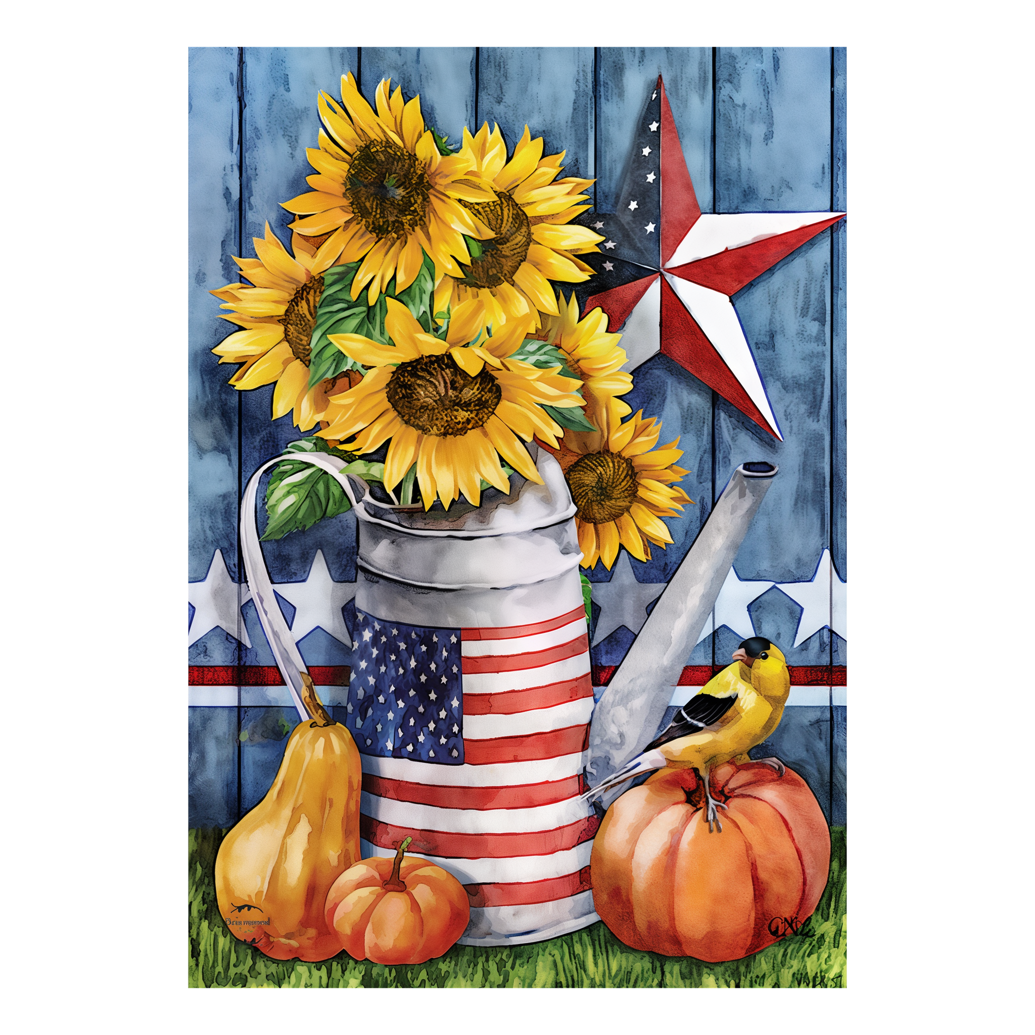 Briarwood Lane American Autumn Farmhouse Garden Flag -- detail view