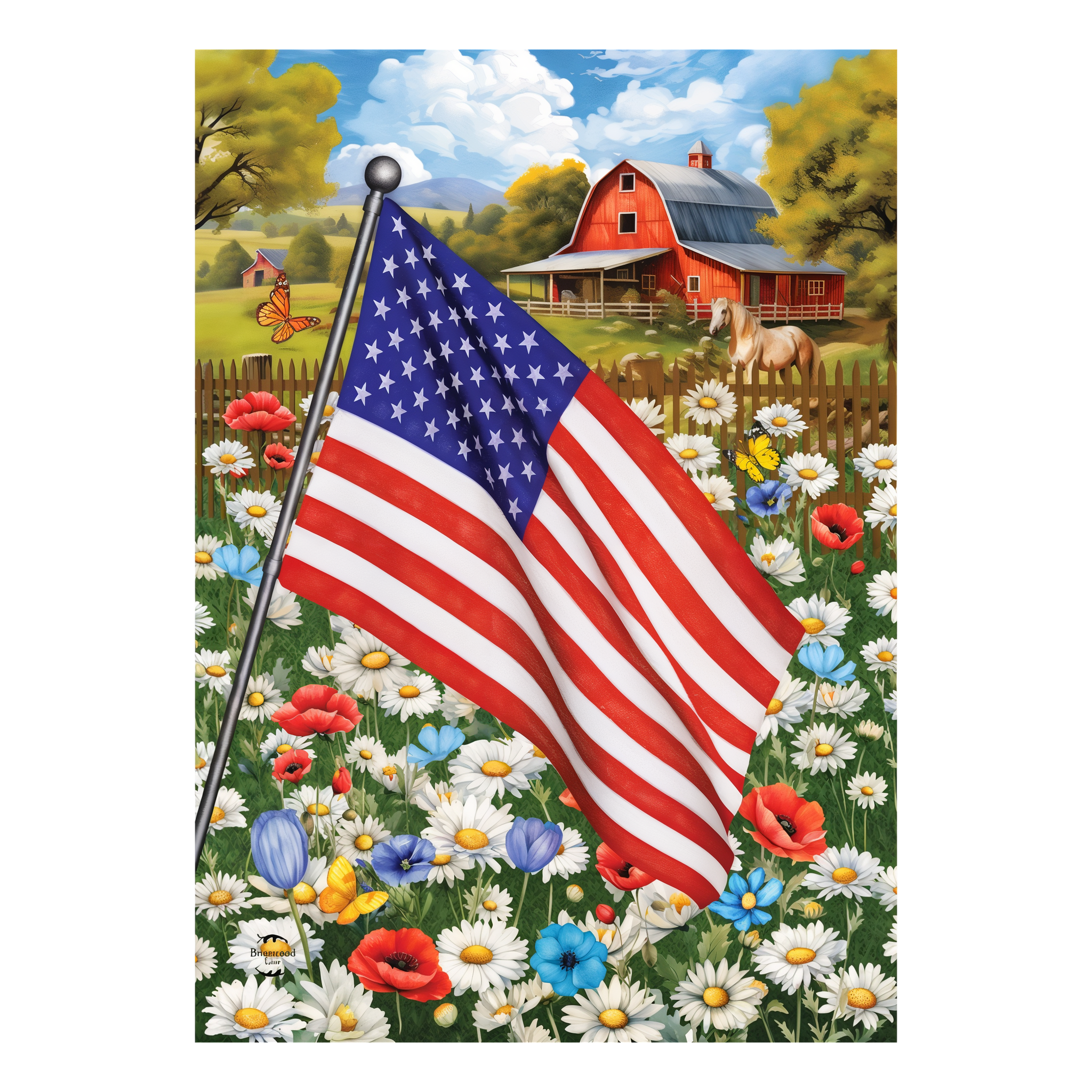 Briarwood Lane American Flower Field Garden Flag -- detail view