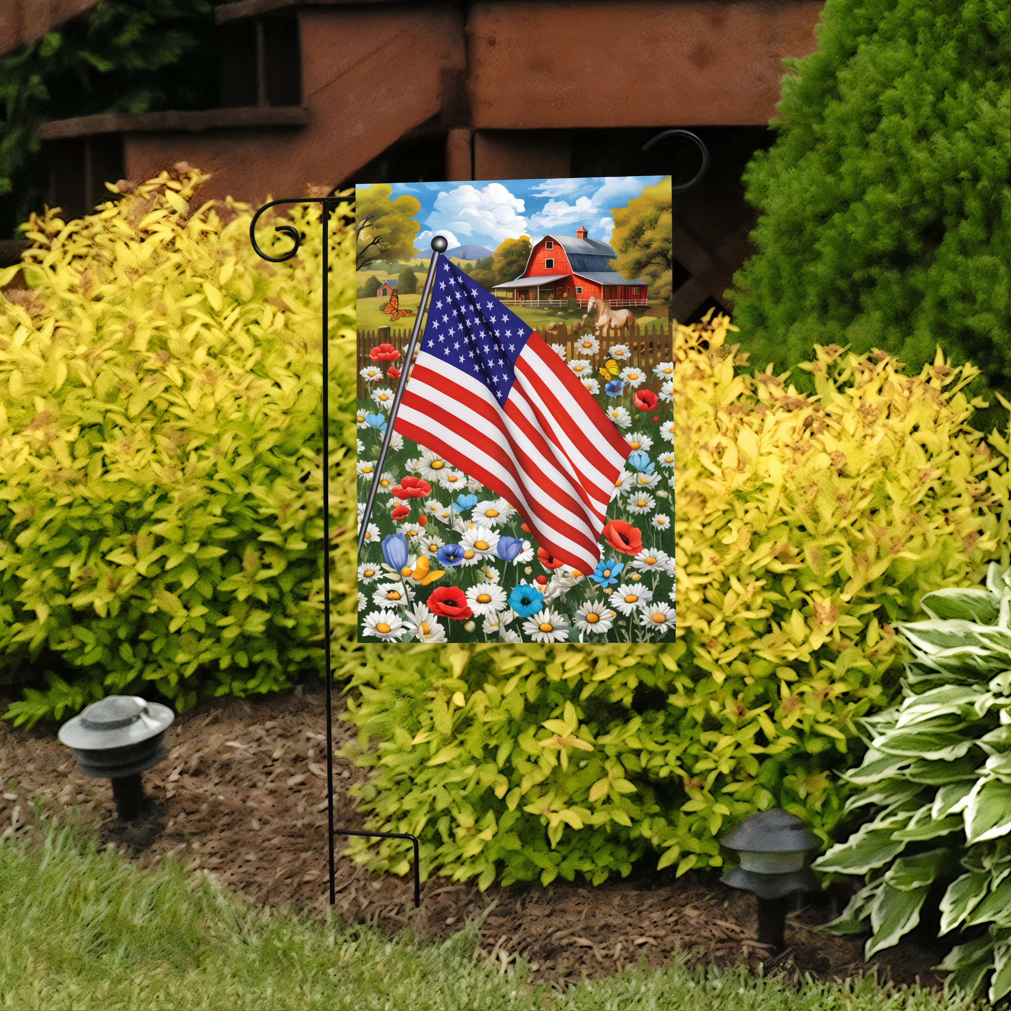 Briarwood Lane American Flower Field Garden Flag -- detail view