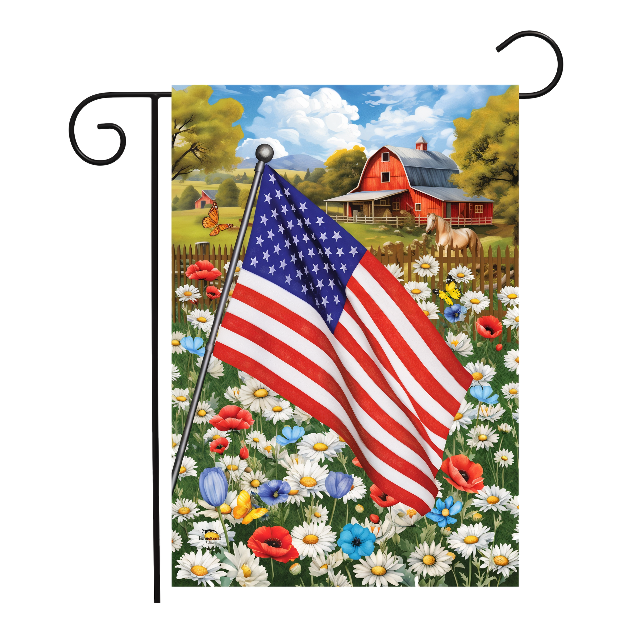 Briarwood Lane American Flower Field Garden Flag -- 18" x 12
