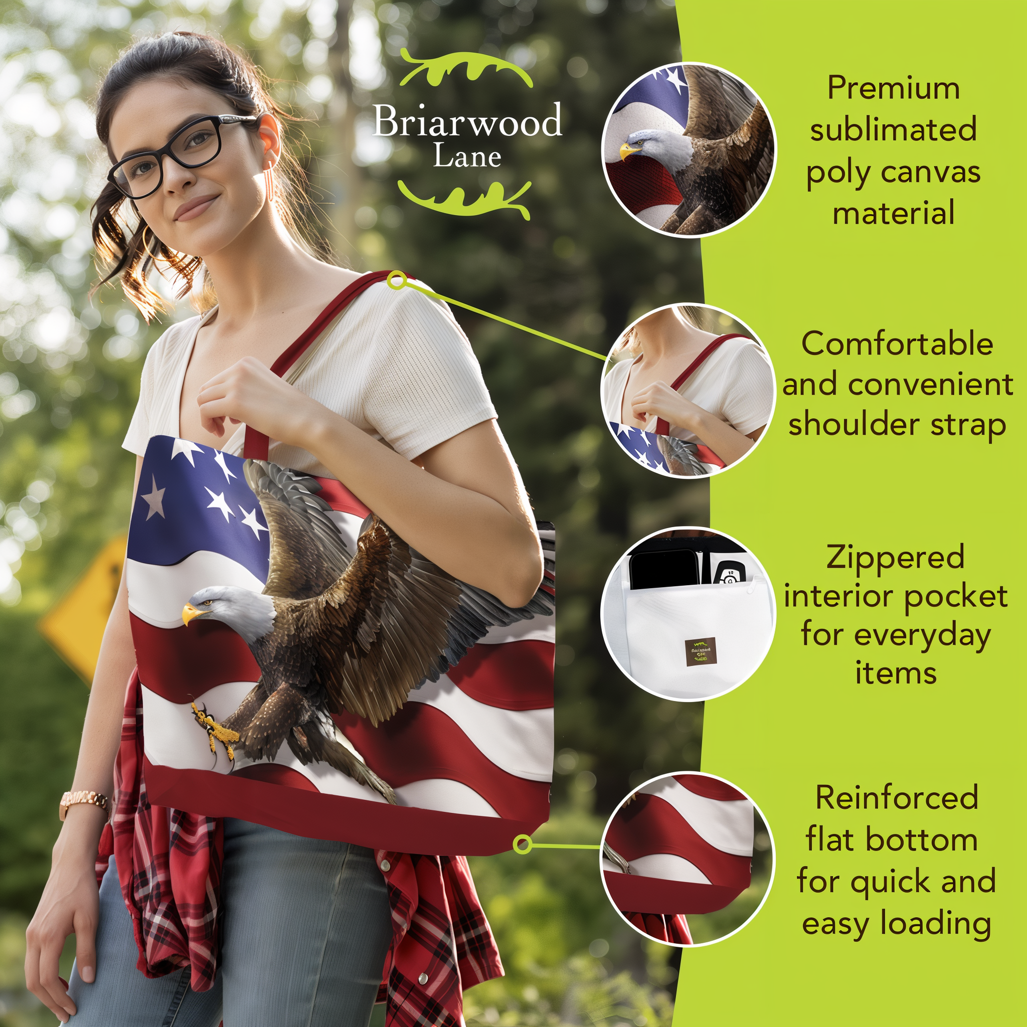 Briarwood Lane American Freedom Eagle Canvas Tote -- detail view