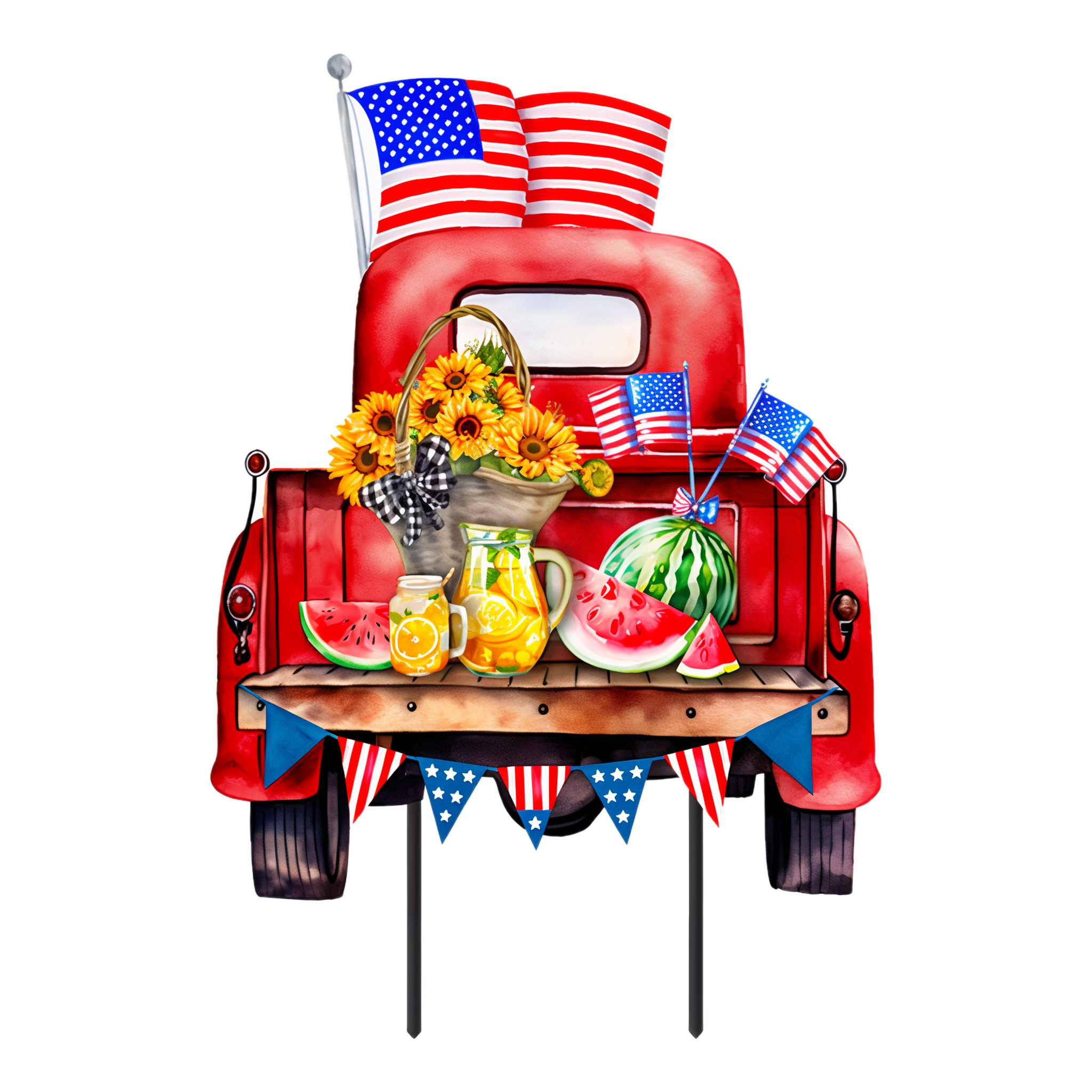 Briarwood Lane American Pickup Picnic Metal Art -- 26" (including 8" stakes) x 17"