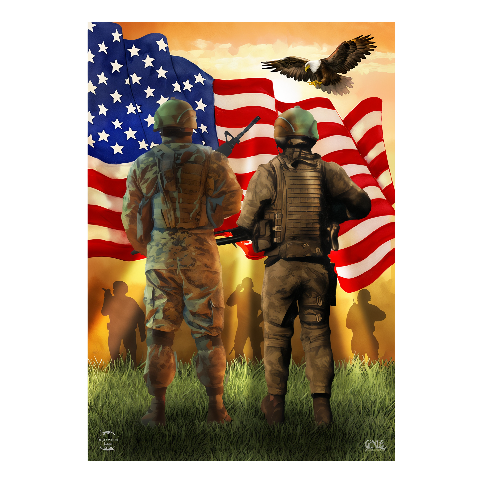 Briarwood Lane American Soldiers Garden Flag -- detail view