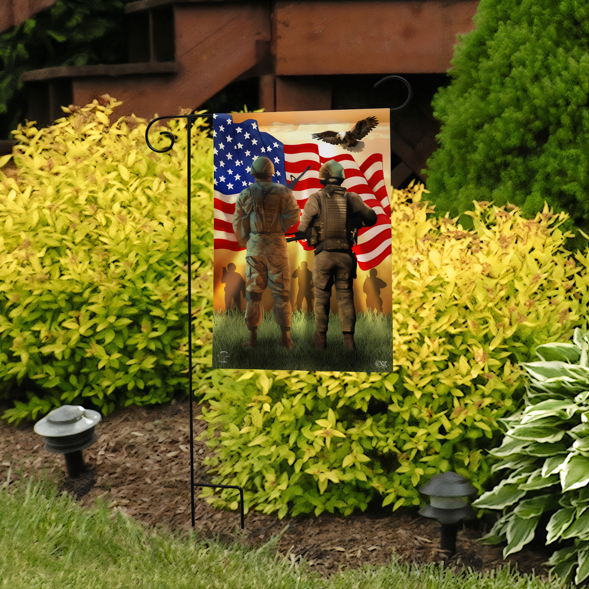 Briarwood Lane American Soldiers Garden Flag -- detail view