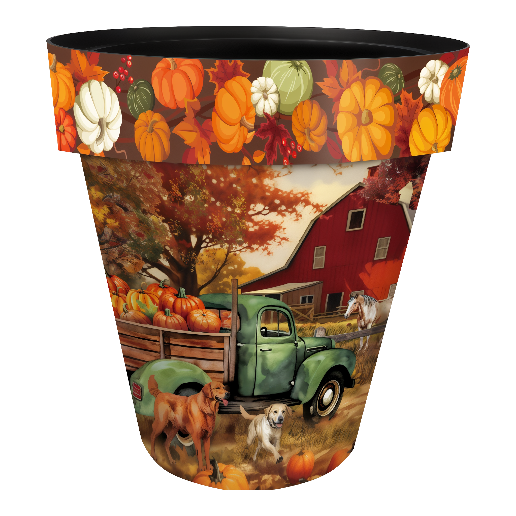 Briarwood Lane Autumn Farm Large Planter -- 15" x 15" x 14"