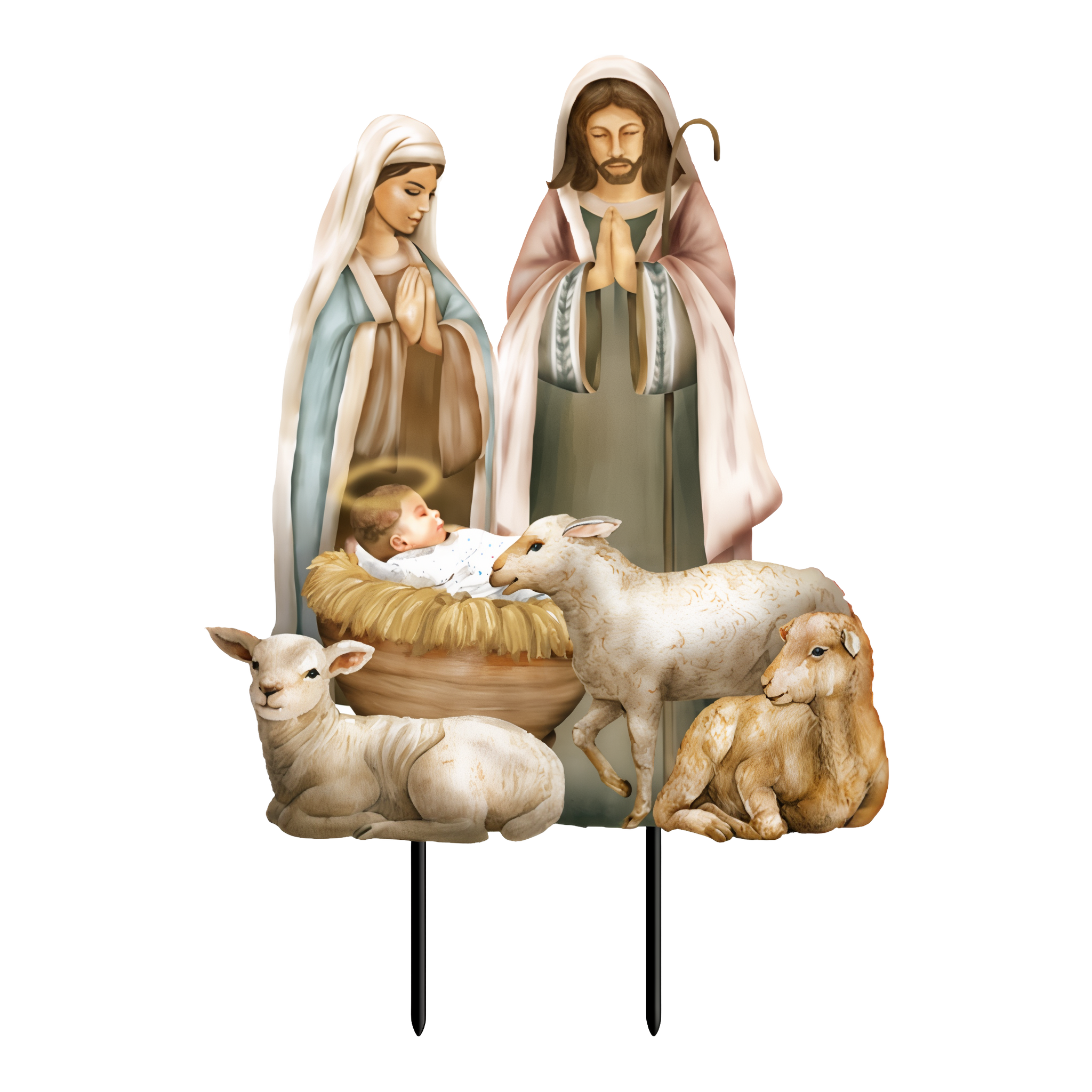 Briarwood Lane Away in a Manger Metal Art -- 30" (including 8" stakes) x 13"