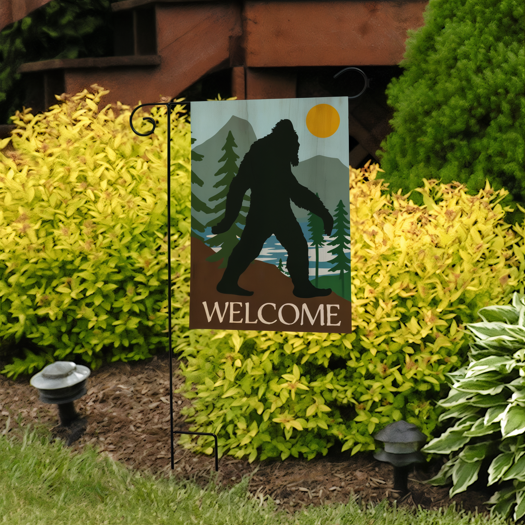 Briarwood Lane Bigfoot Welcome Garden Flag -- detail view