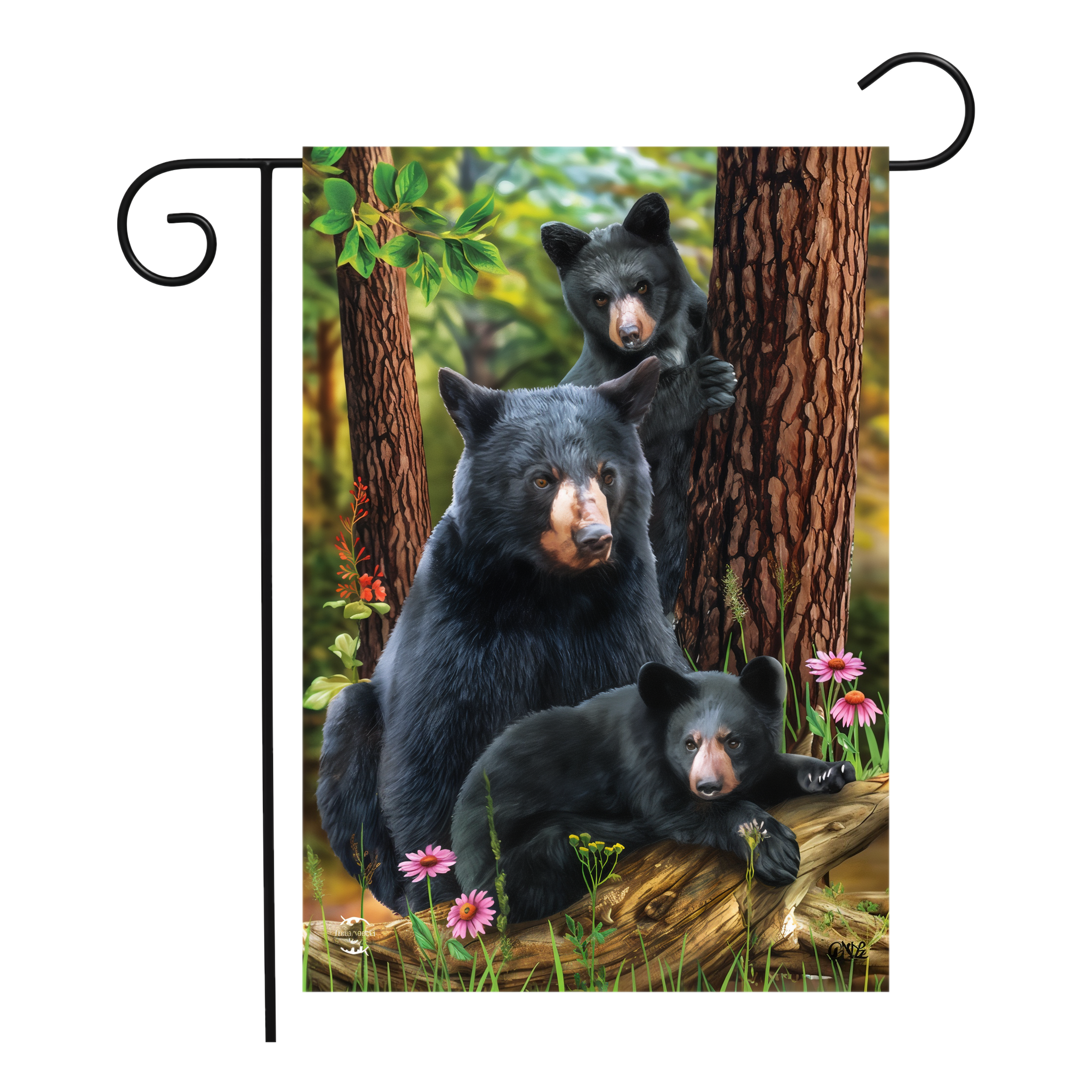 Briarwood Lane Black Bear Family Nature Garden Flag -- 12