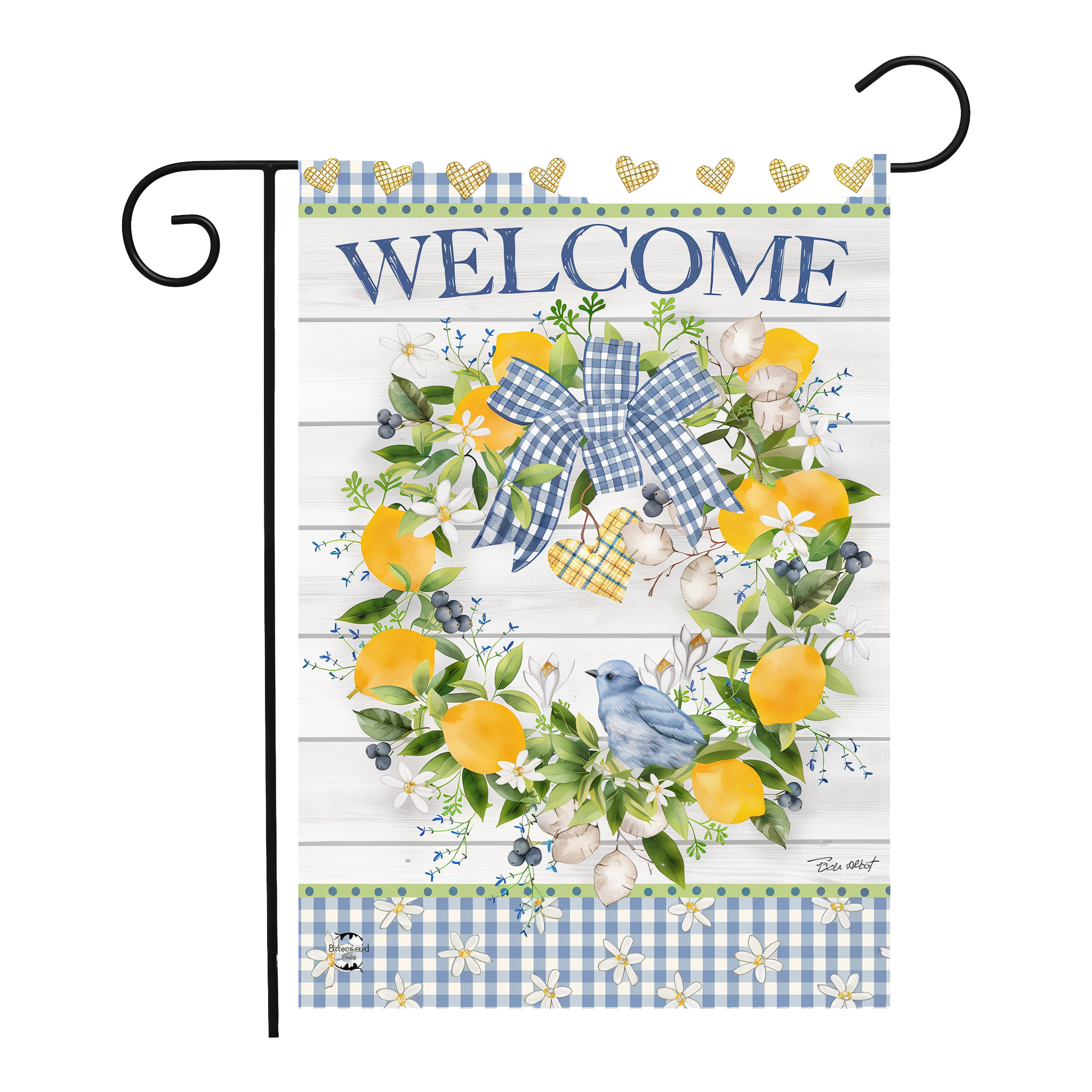 Briarwood Lane Bluebird Lemon Wreath Garden Flag -- 18" x 12