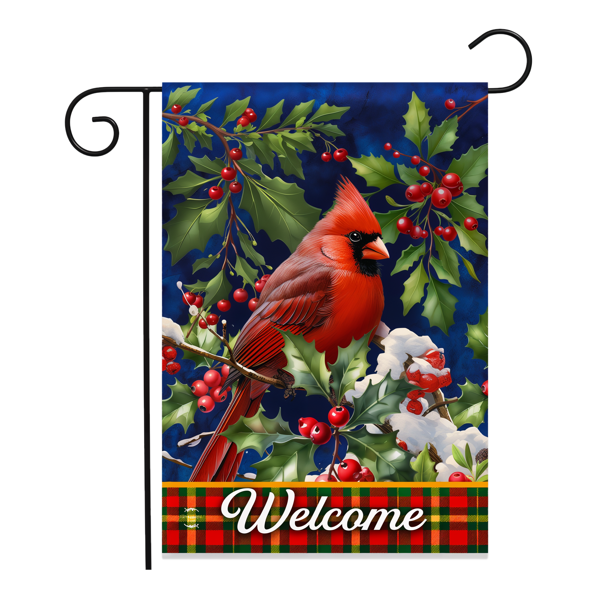 Briarwood Lane Cardinal and Holly Garden Flag -- 18" x 12