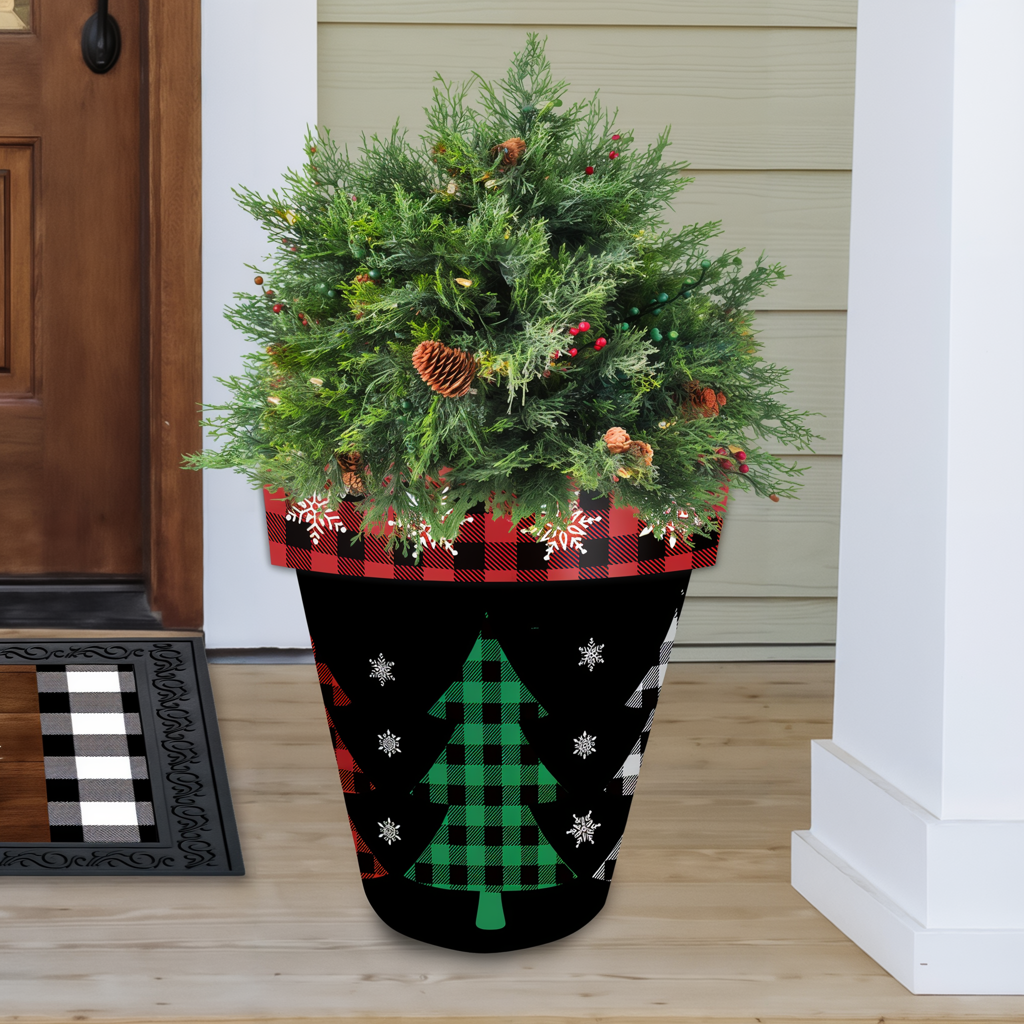 Briarwood Lane Checkered Trees Large Planter -- detail view